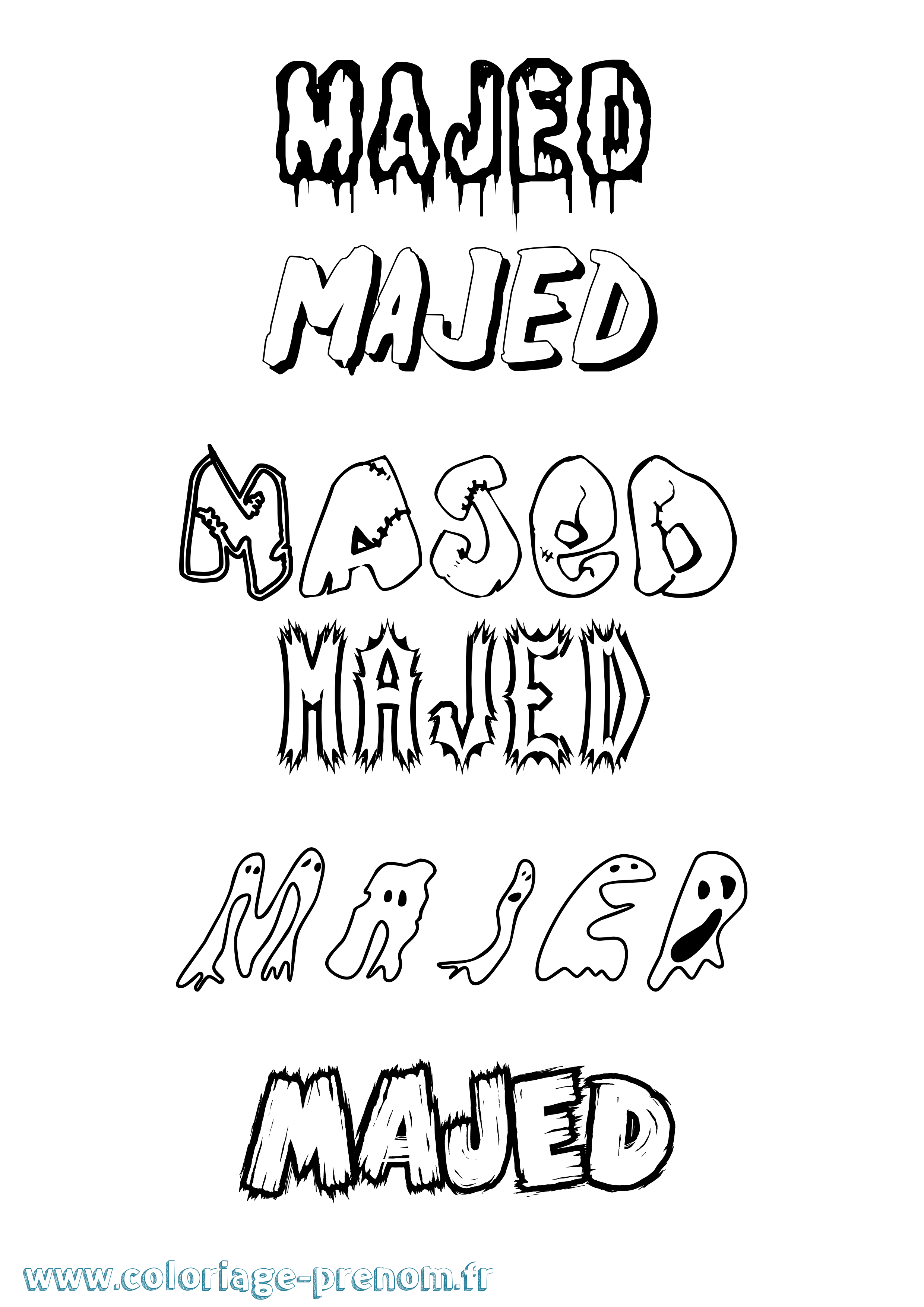 Coloriage Majed Frisson Coloriage prénom Majed Frisson