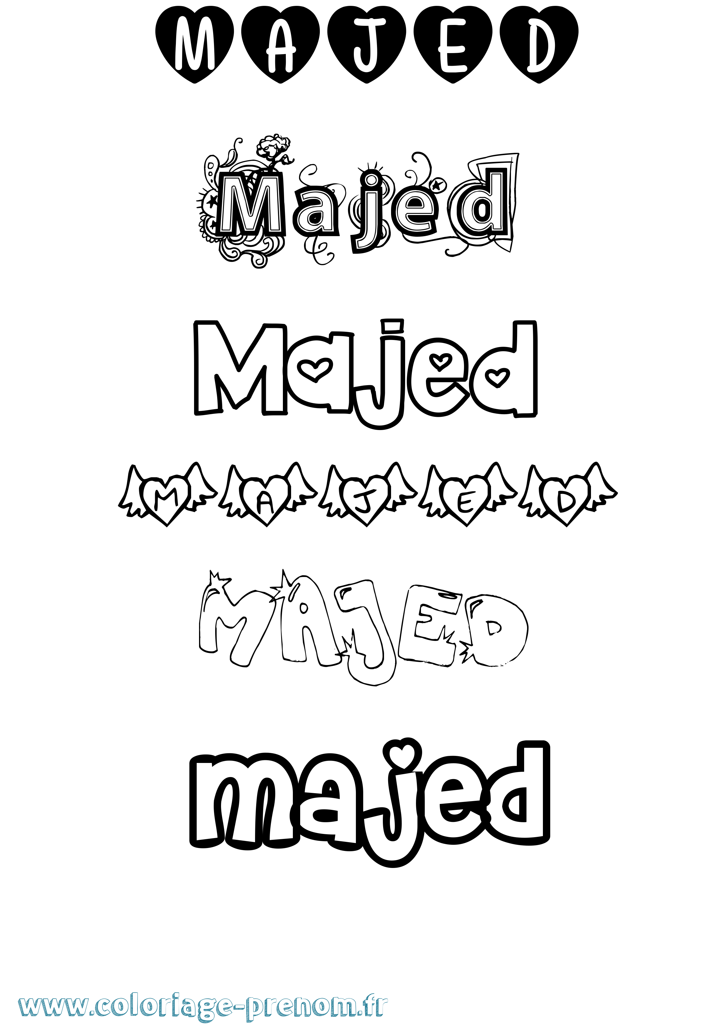 Coloriage Majed Girly Coloriage prénom Majed Girly