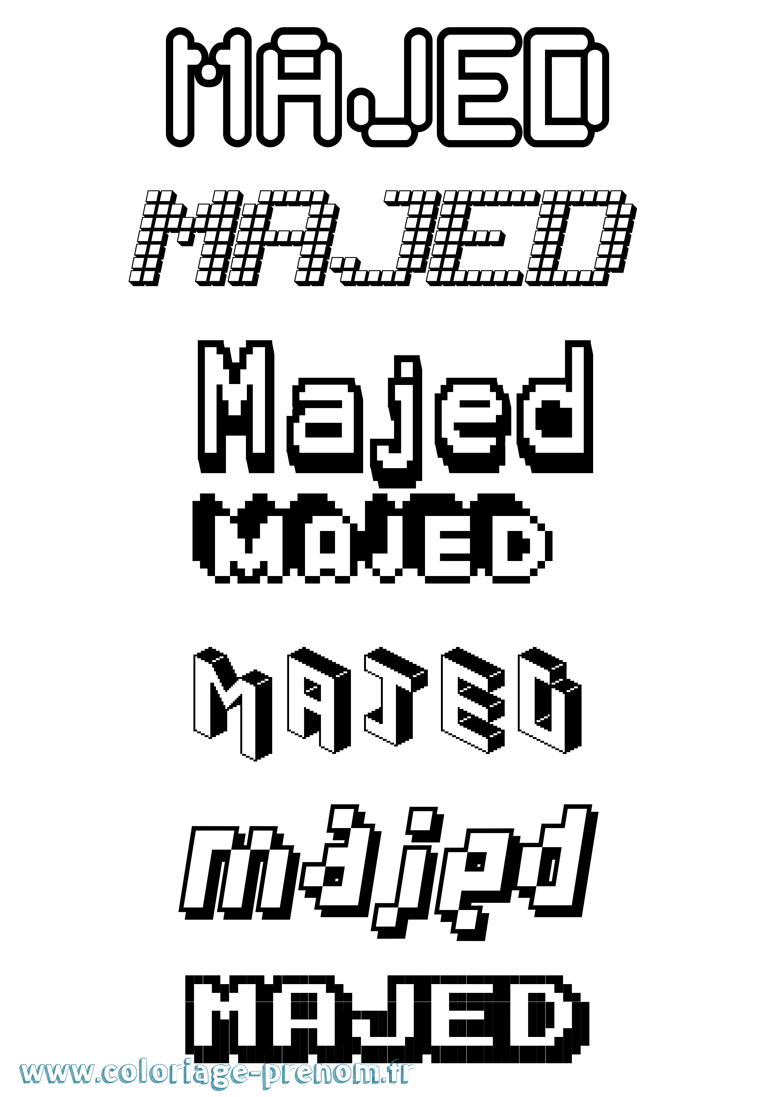 Coloriage Majed Pixel Coloriage prénom Majed Pixel