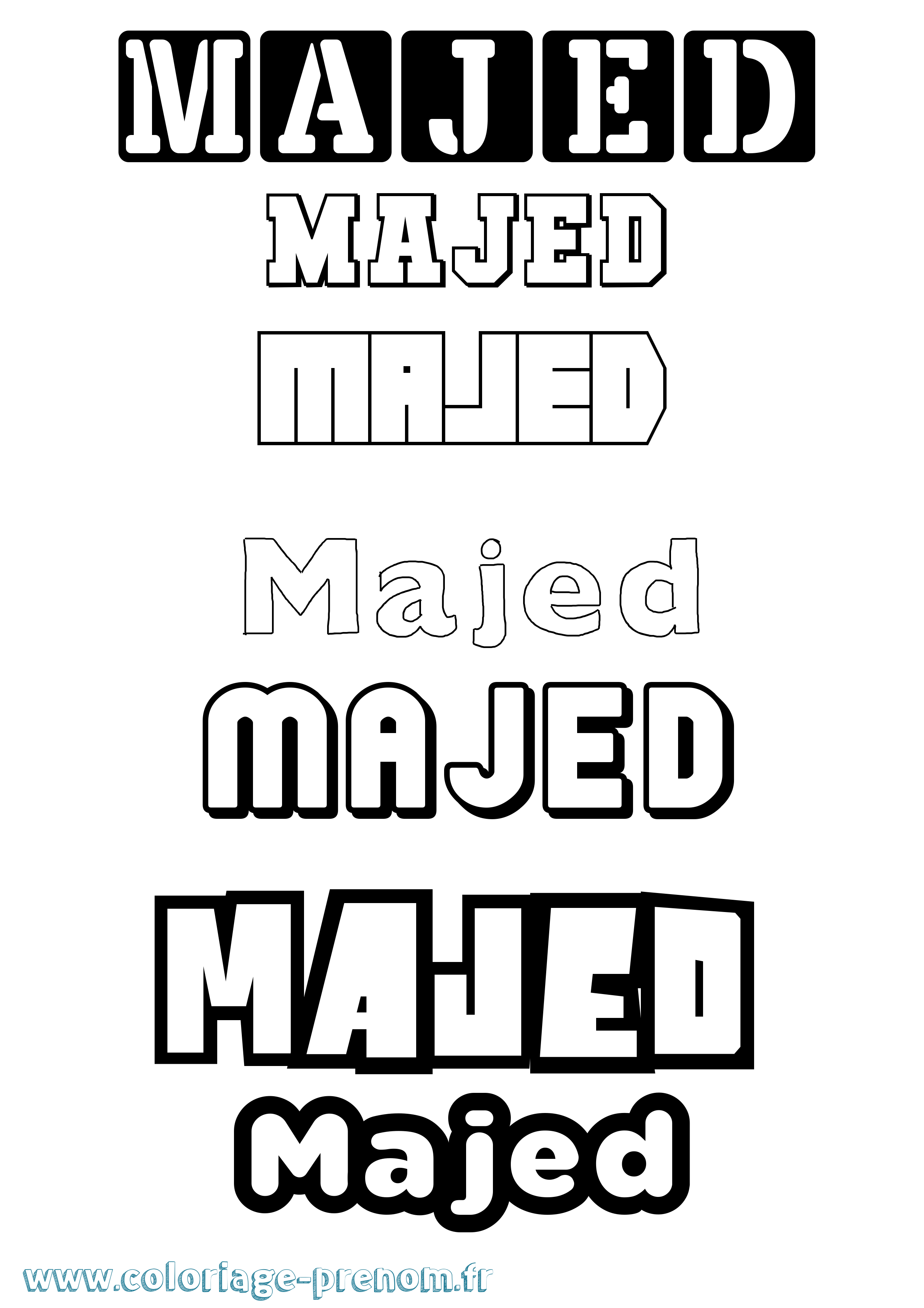 Coloriage Majed Simple Coloriage prénom Majed Simple