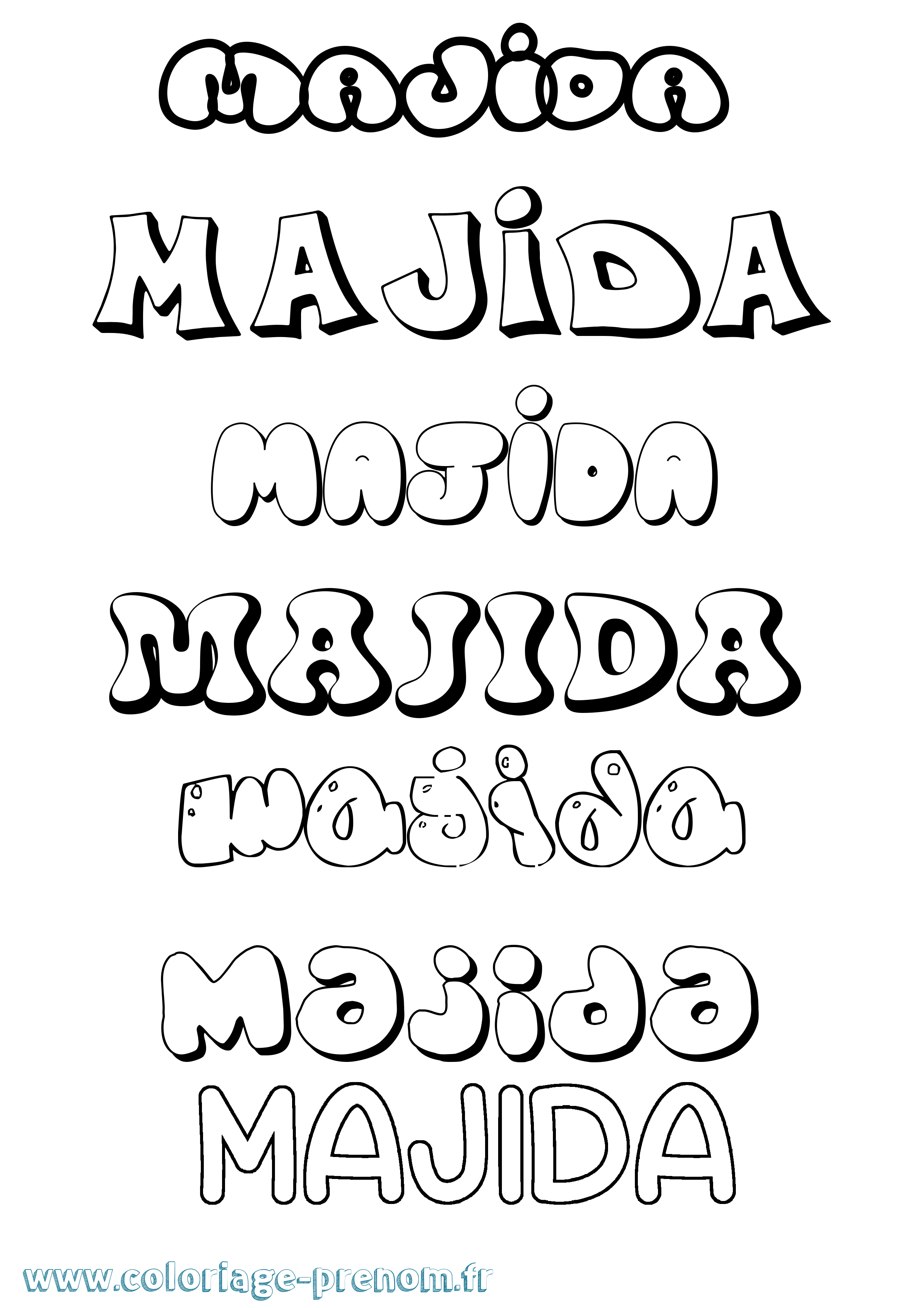 Coloriage Majida Bubble Coloriage prénom Majida Bubble