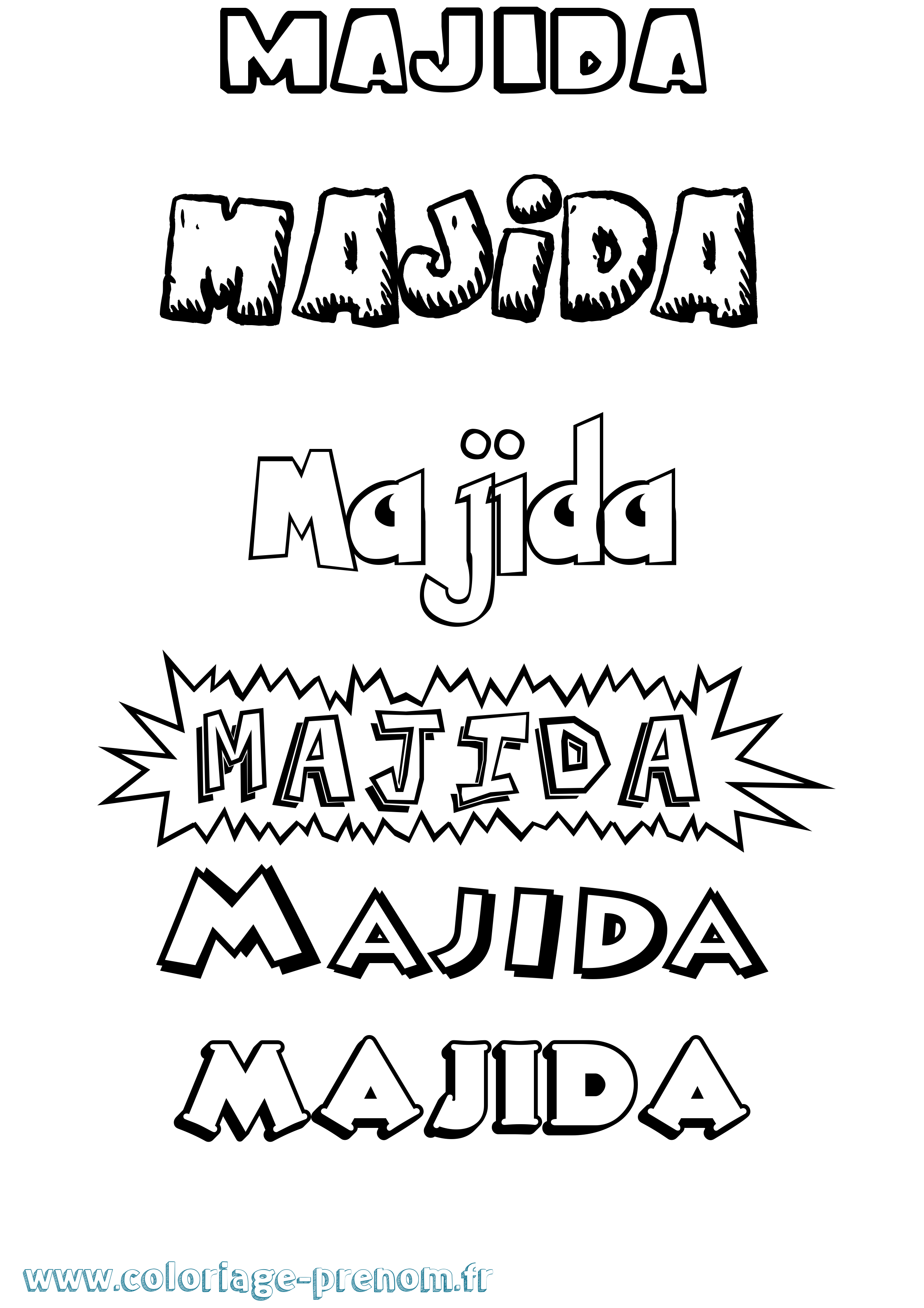 Coloriage Majida Dessin Animé Coloriage prénom Majida Dessin Animé
