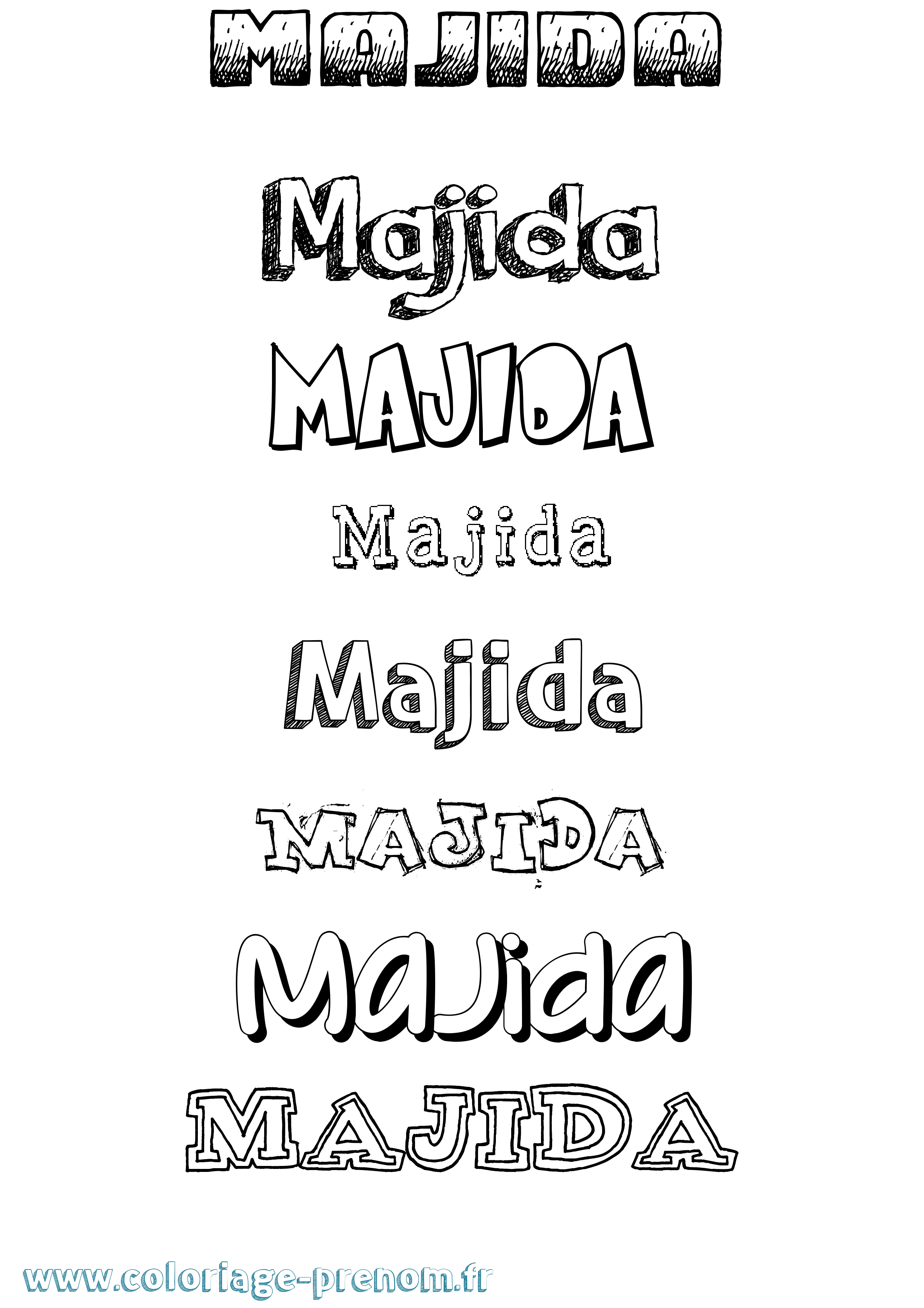 Coloriage Majida Dessiné Coloriage prénom Majida Dessiné