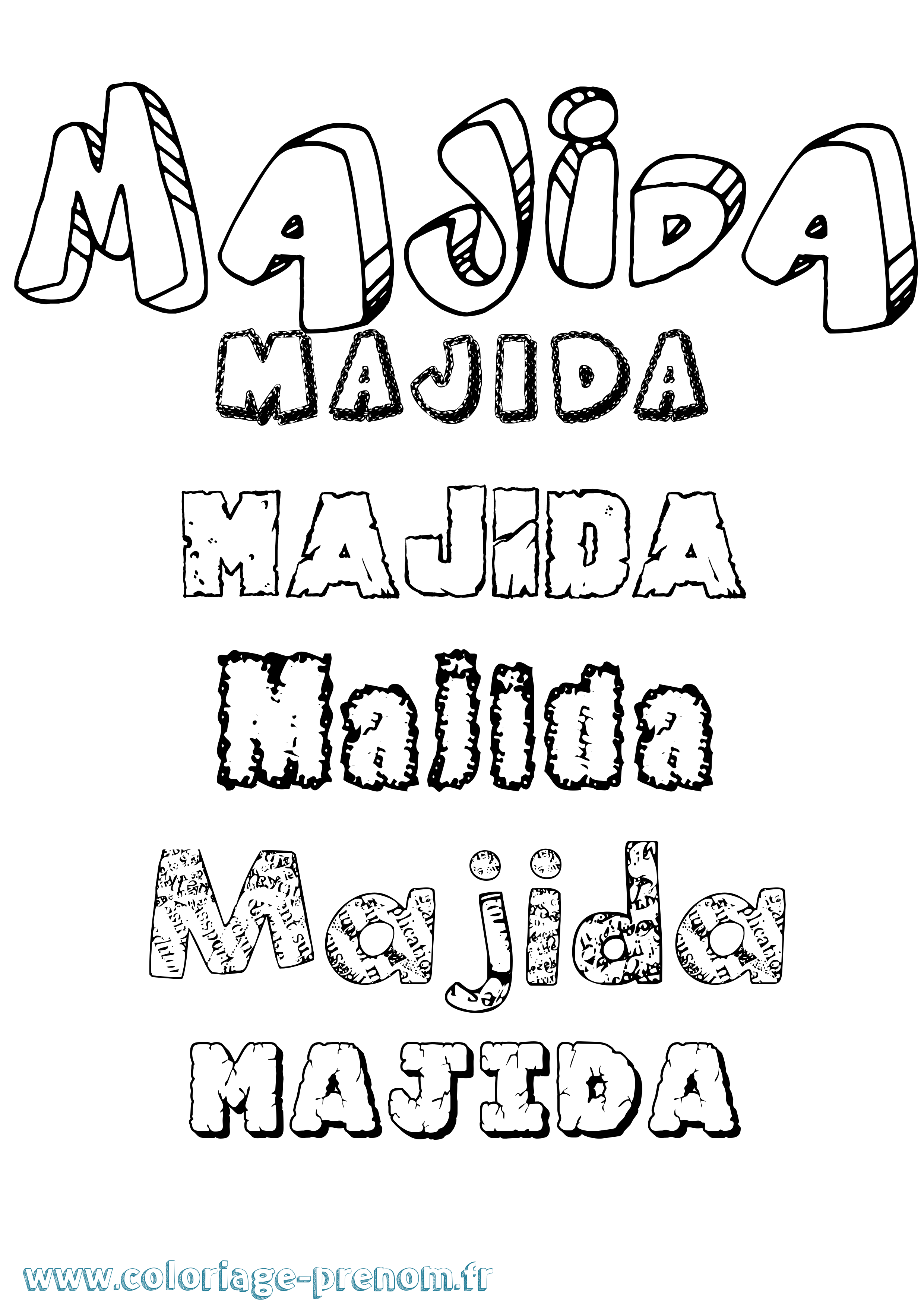 Coloriage Majida Destructuré Coloriage prénom Majida Destructuré
