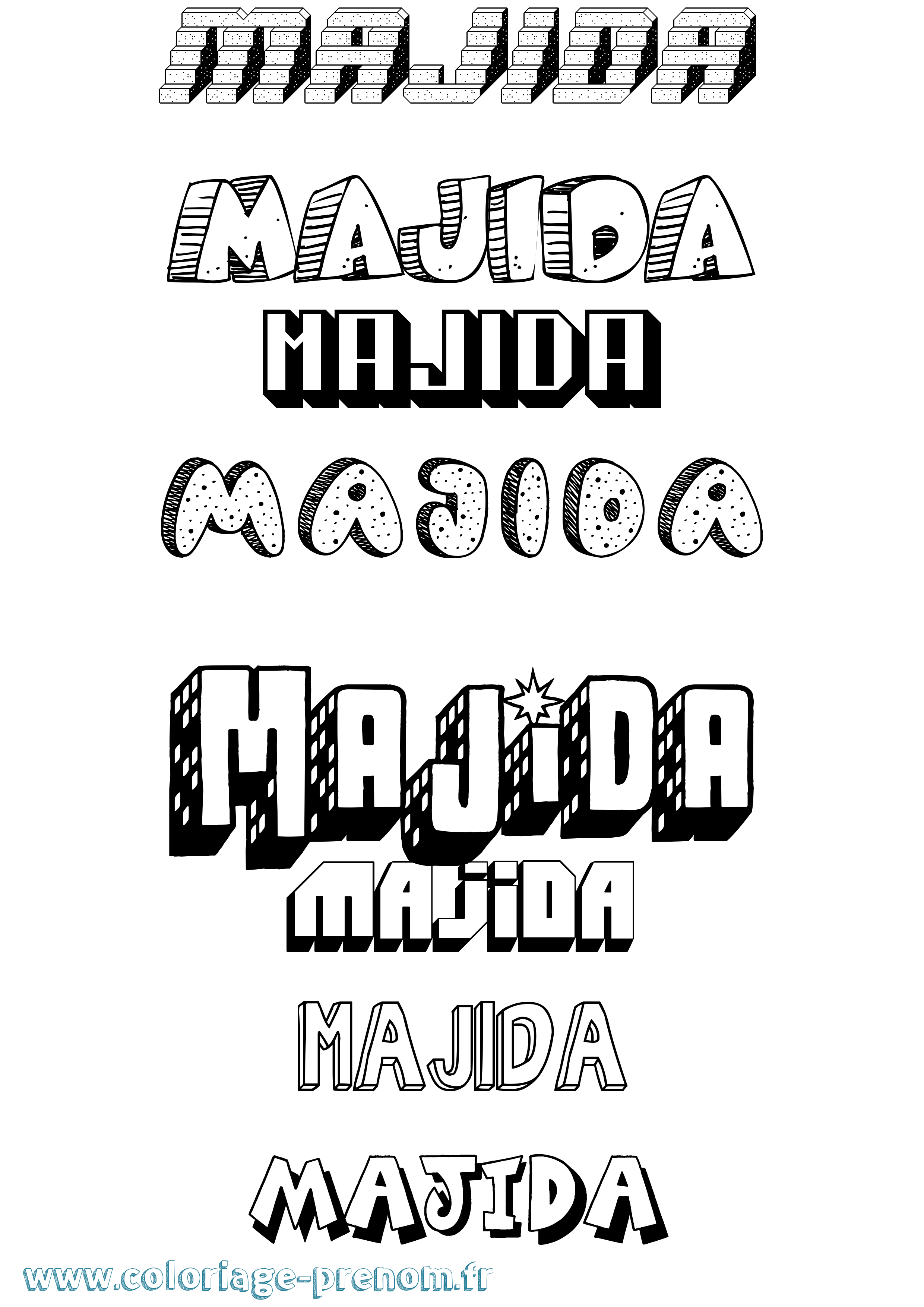 Coloriage Majida Effet 3D Coloriage prénom Majida Effet 3D