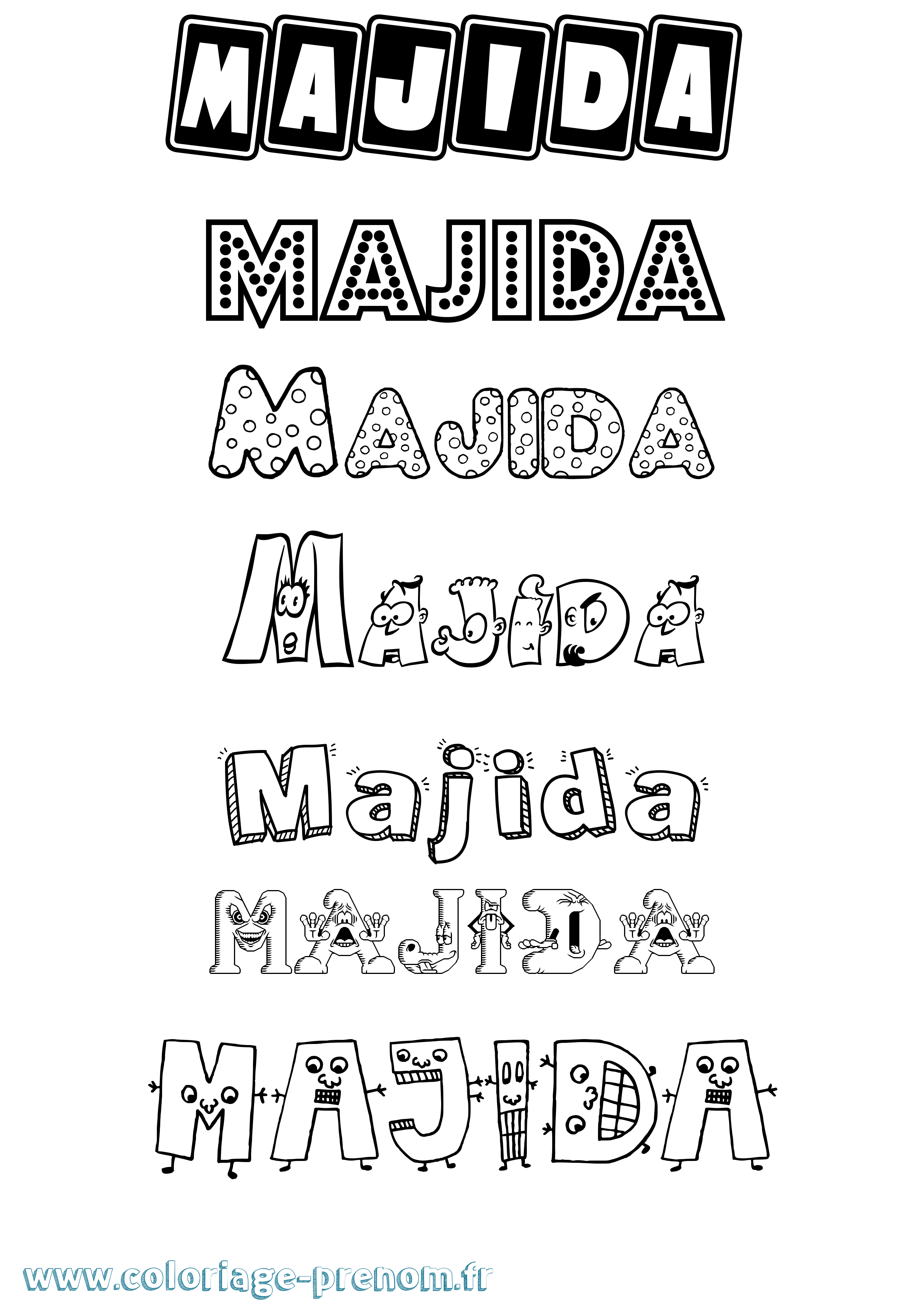 Coloriage Majida Fun Coloriage prénom Majida Fun