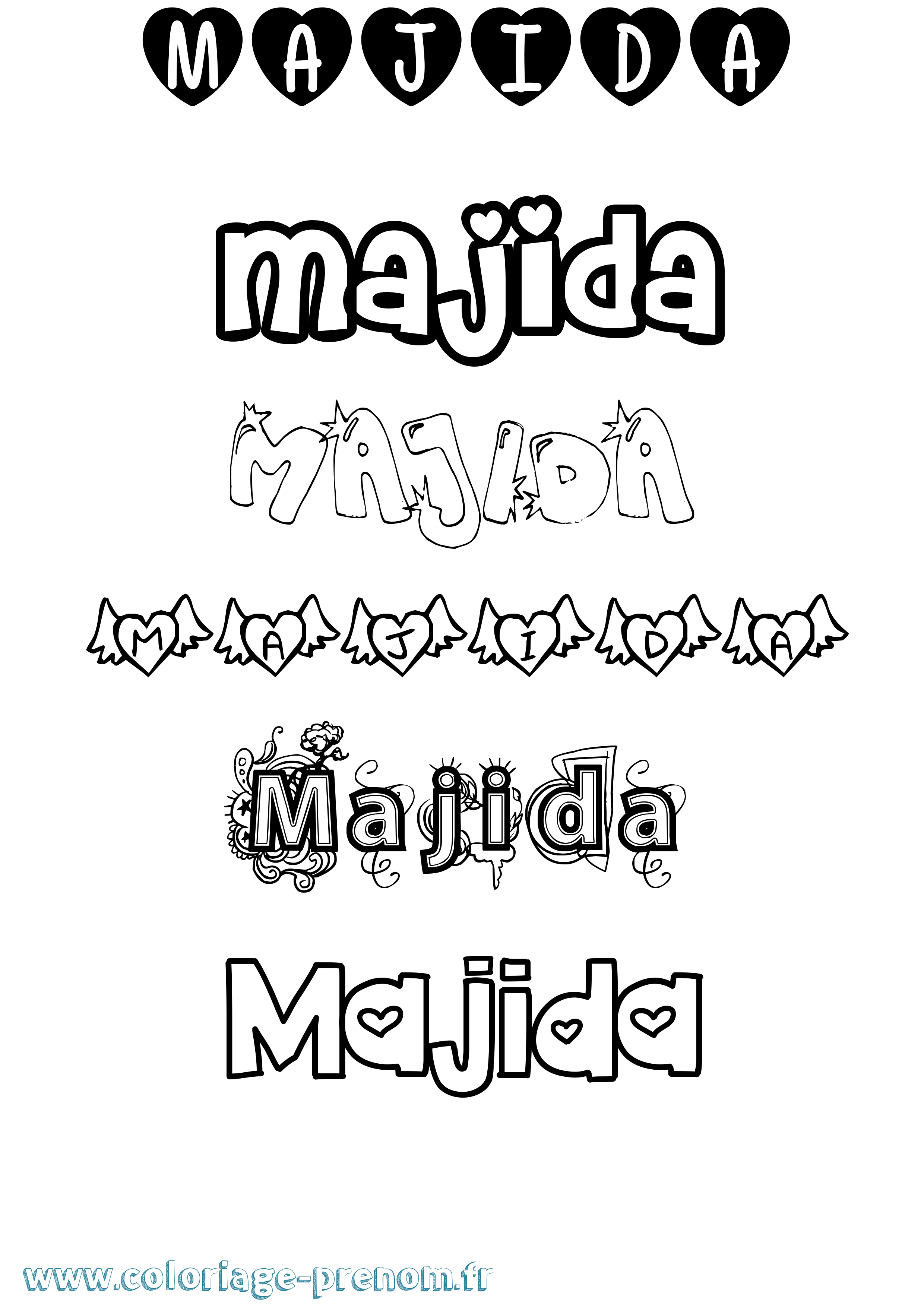 Coloriage Majida Girly Coloriage prénom Majida Girly