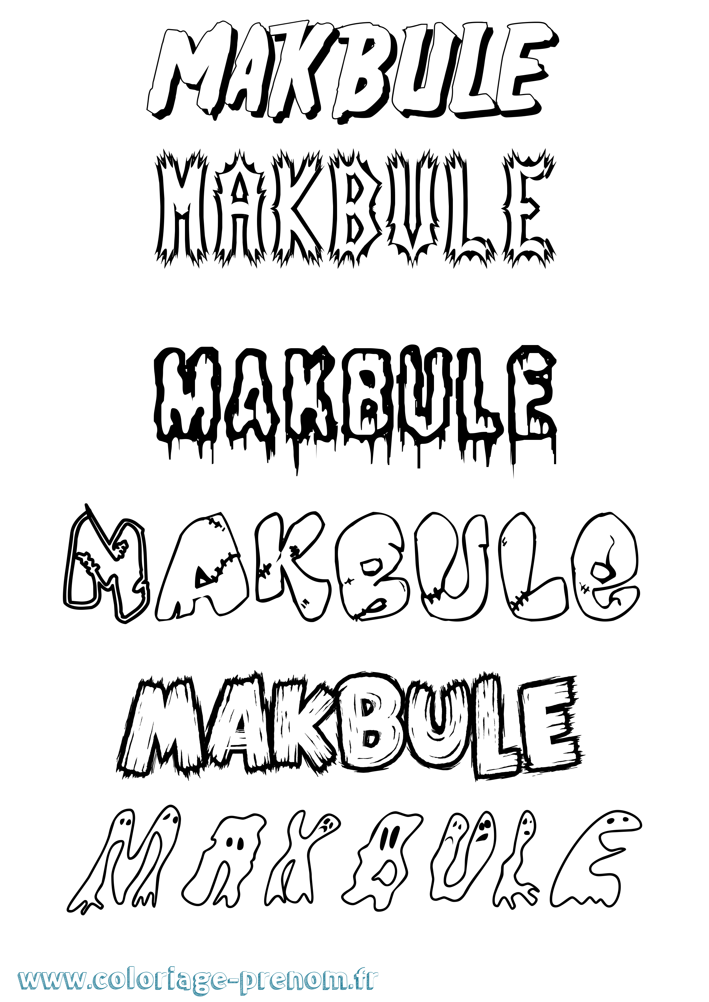 Coloriage Makbule Frisson Coloriage prénom Makbule Frisson