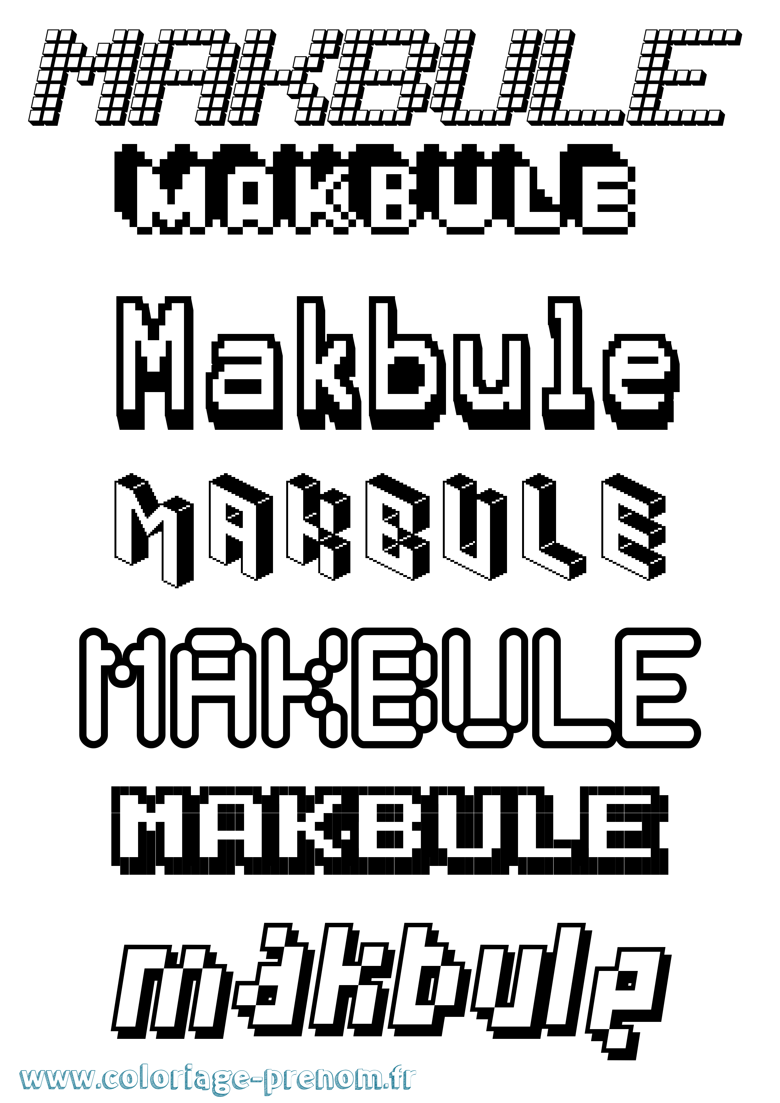 Coloriage Makbule Pixel Coloriage prénom Makbule Pixel