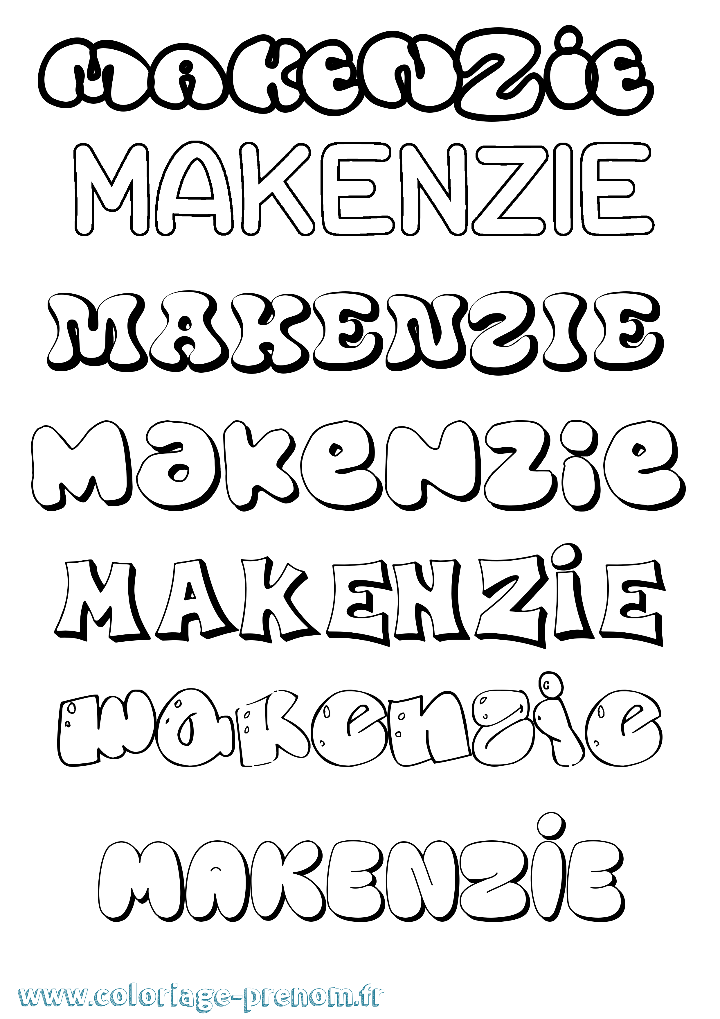 Coloriage Makenzie Bubble Coloriage prénom Makenzie Bubble