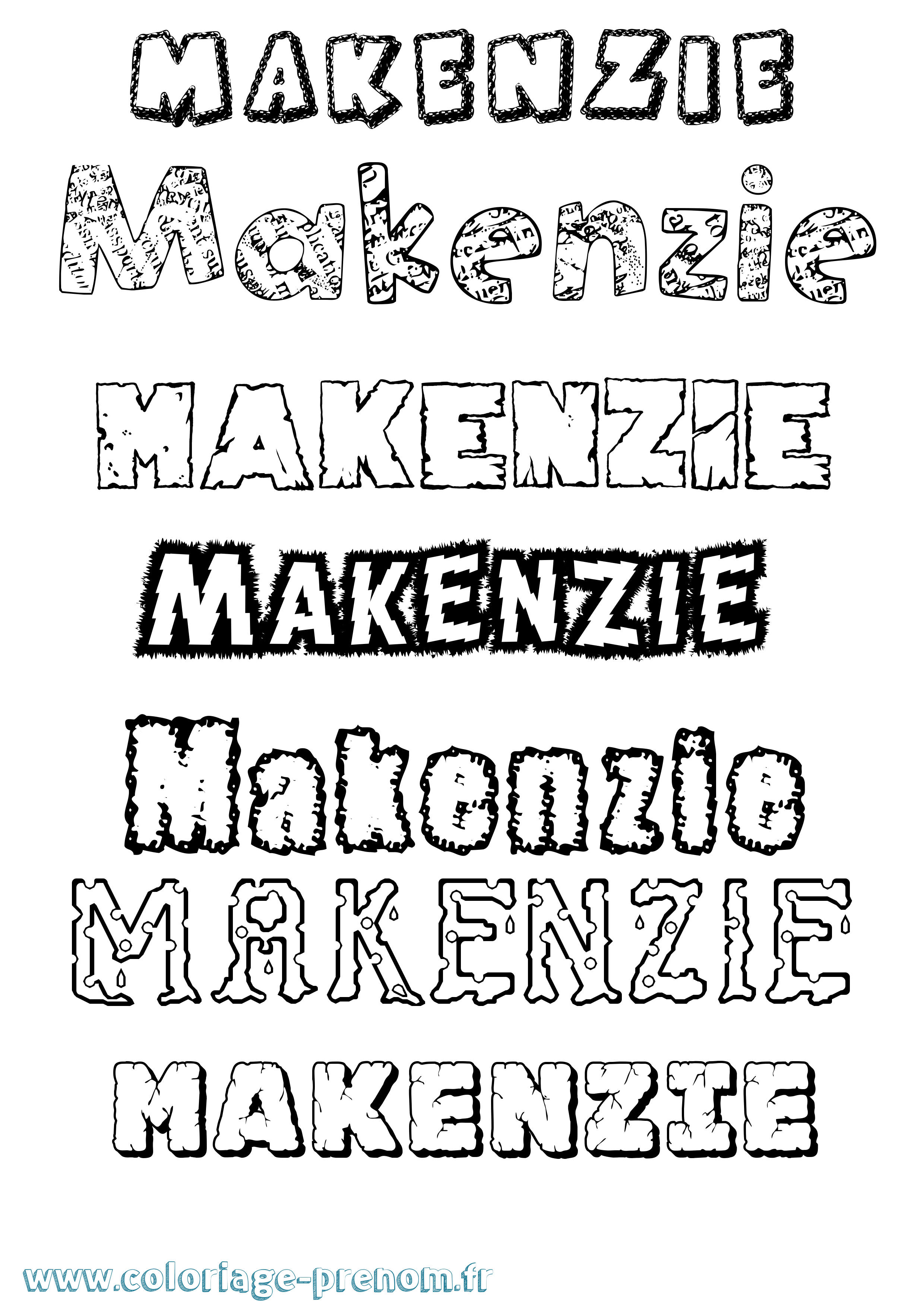 Coloriage Makenzie Destructuré Coloriage prénom Makenzie Destructuré