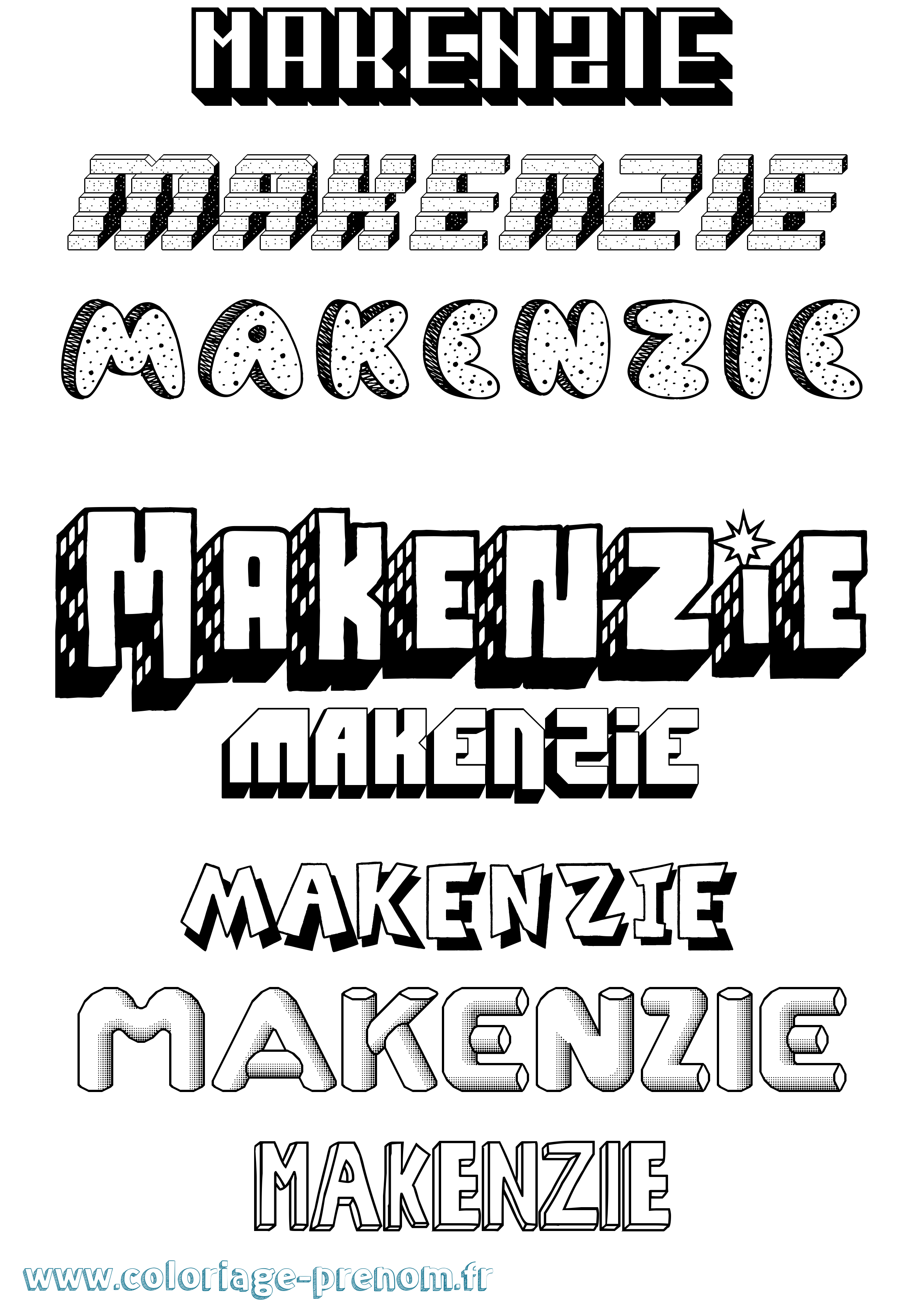Coloriage Makenzie Effet 3D Coloriage prénom Makenzie Effet 3D