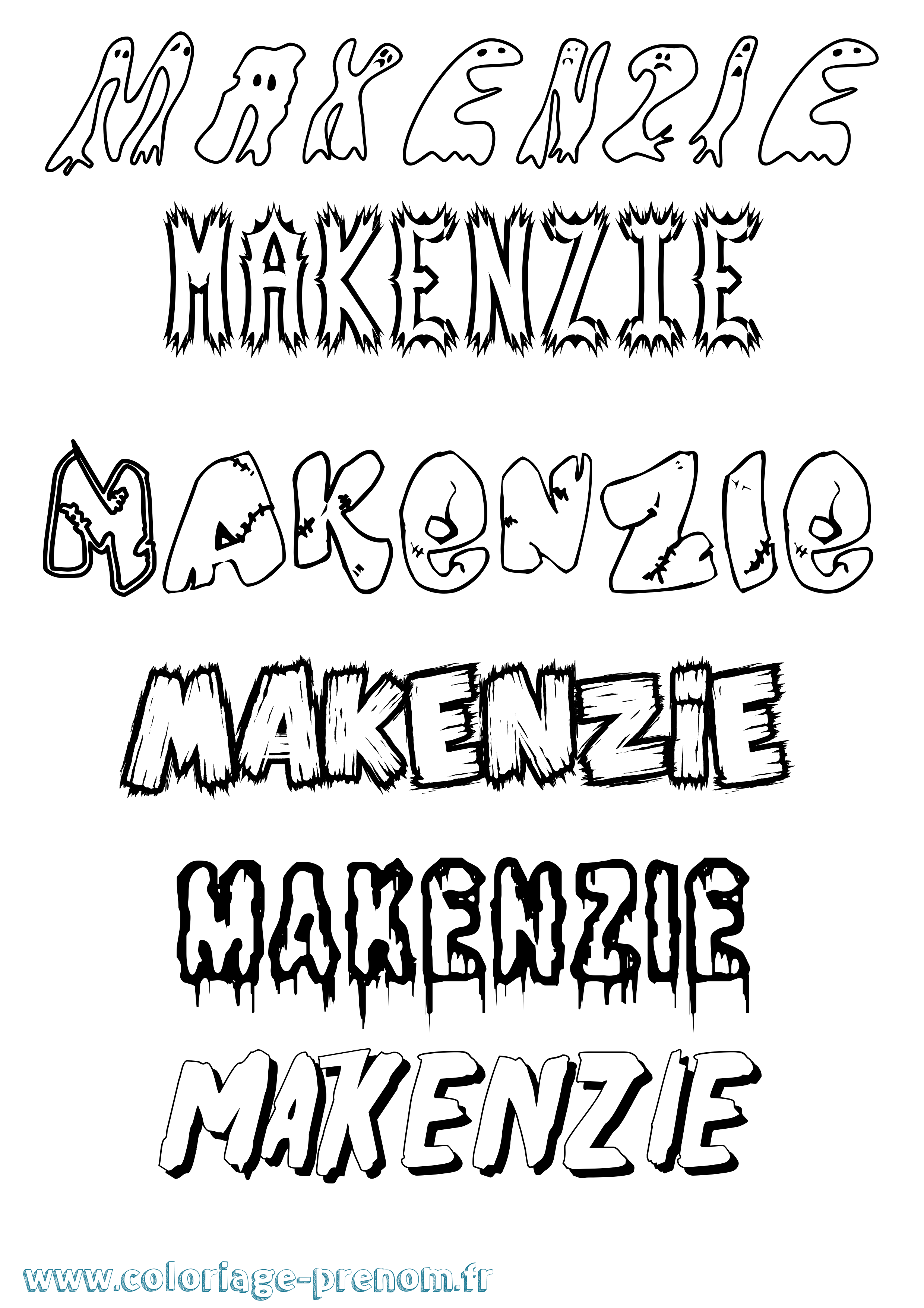 Coloriage Makenzie Frisson Coloriage prénom Makenzie Frisson