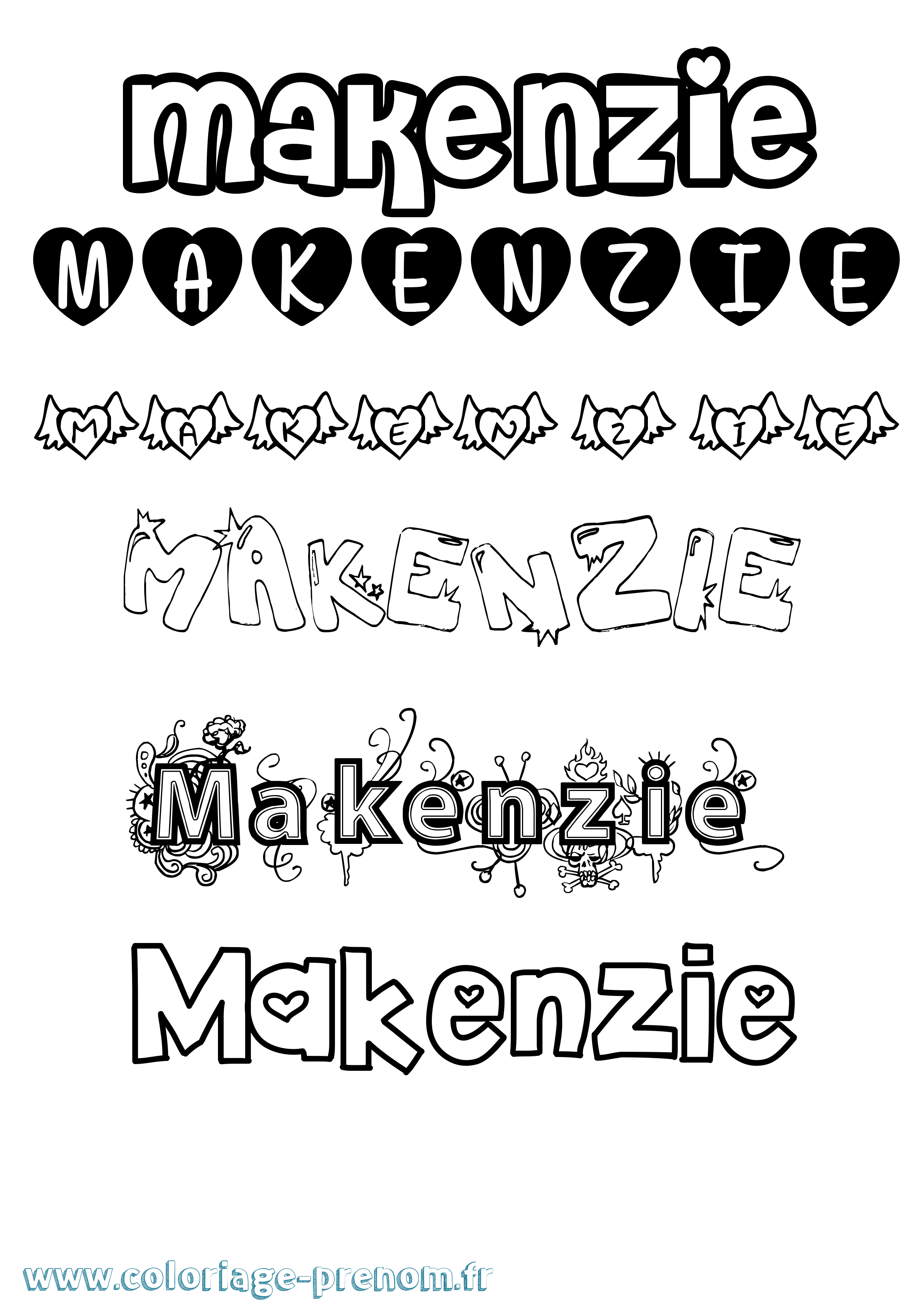 Coloriage Makenzie Girly Coloriage prénom Makenzie Girly