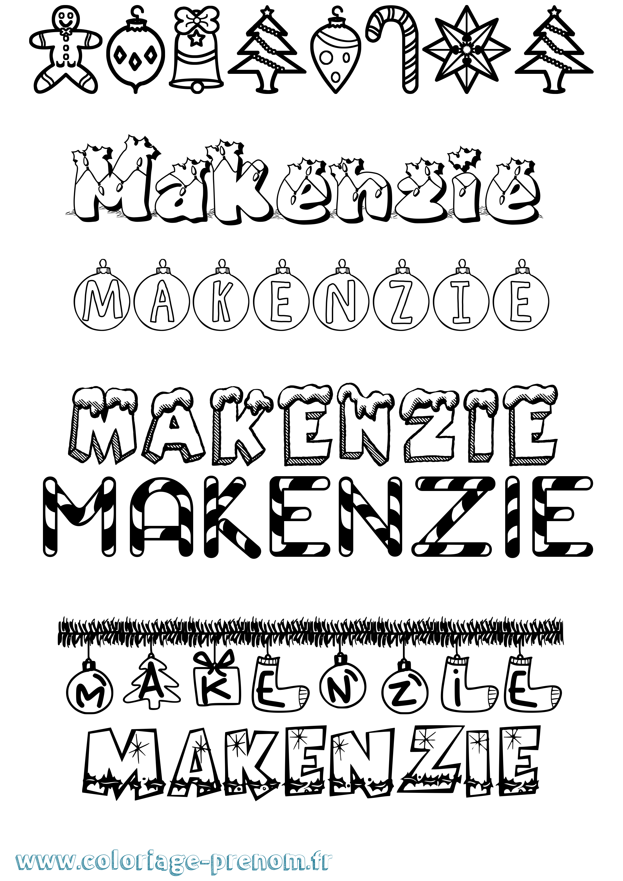 Coloriage Makenzie Noël Coloriage prénom Makenzie Noël