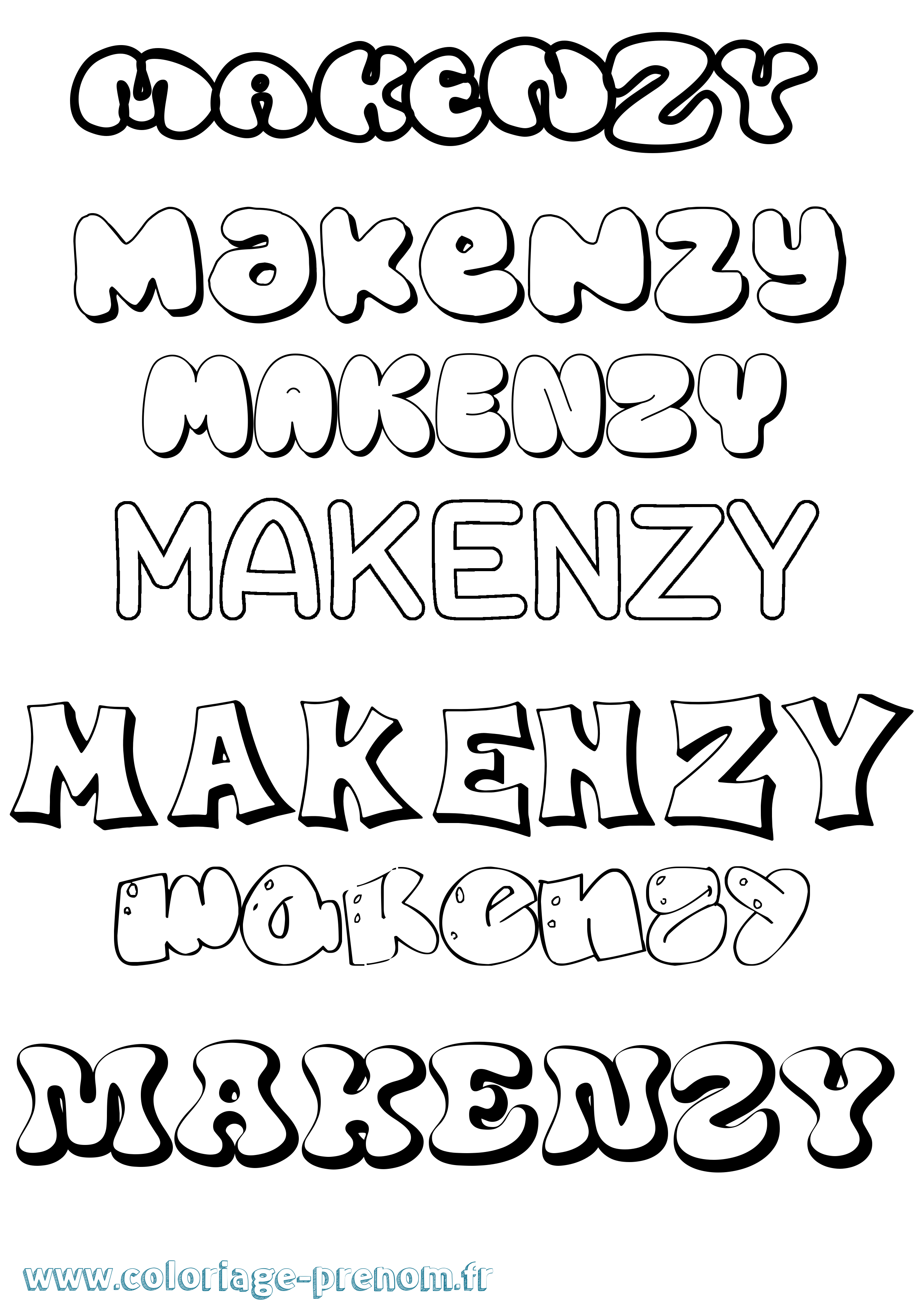 Coloriage Makenzy Bubble Coloriage prénom Makenzy Bubble