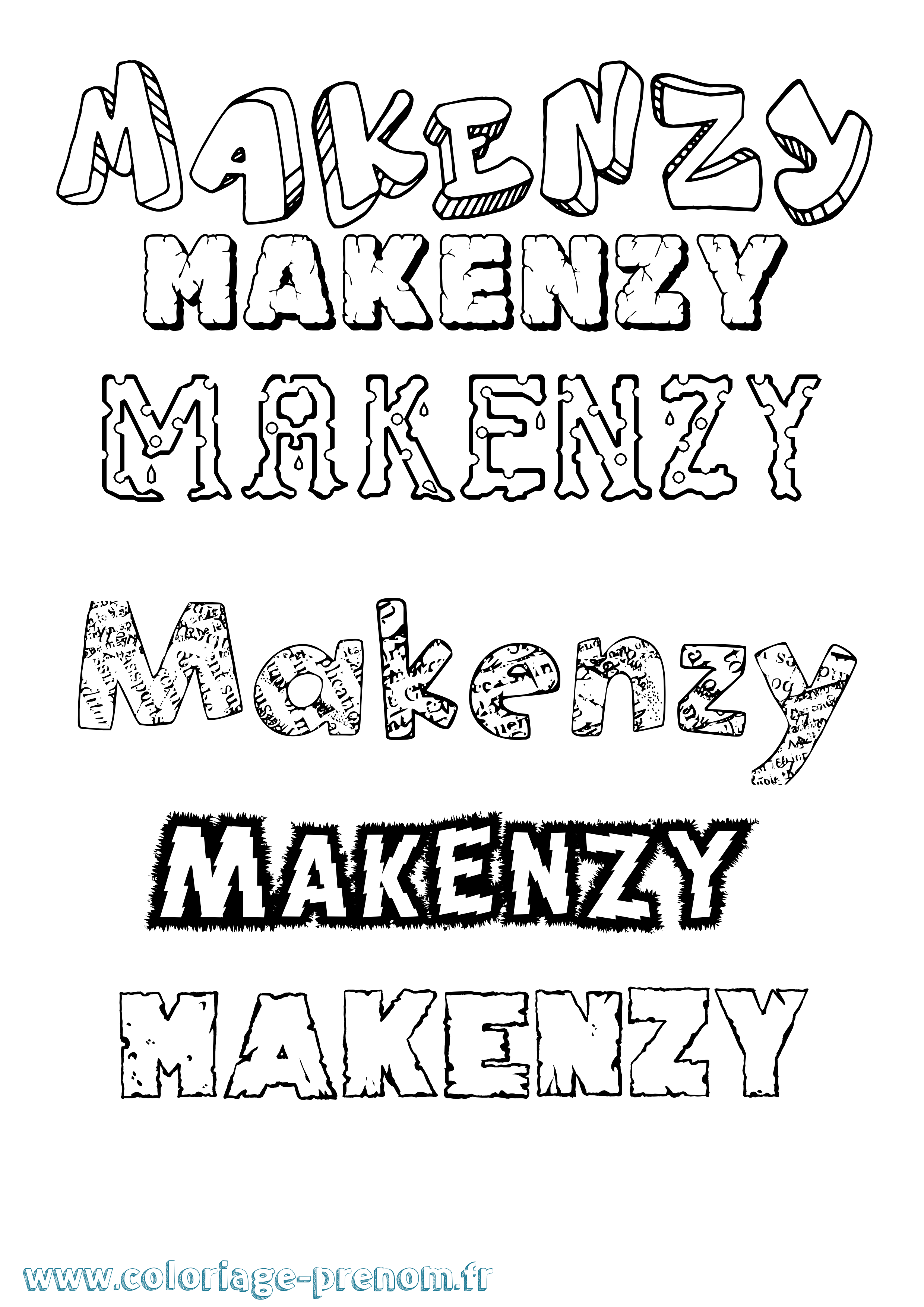 Coloriage Makenzy Destructuré Coloriage prénom Makenzy Destructuré