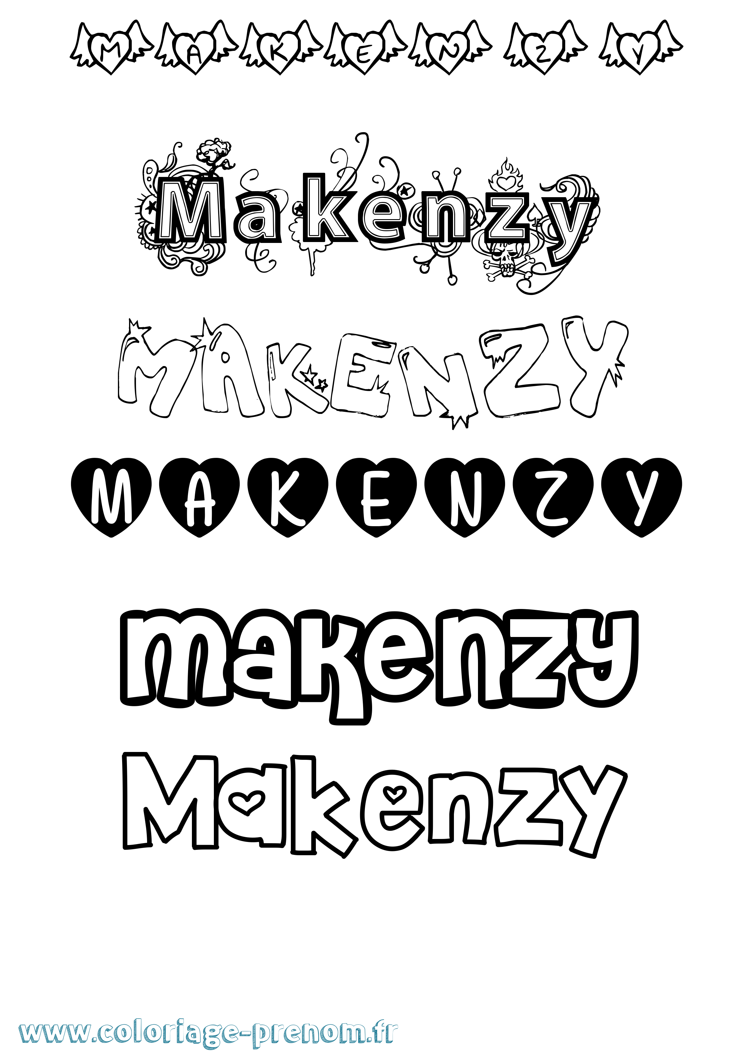 Coloriage Makenzy Girly Coloriage prénom Makenzy Girly