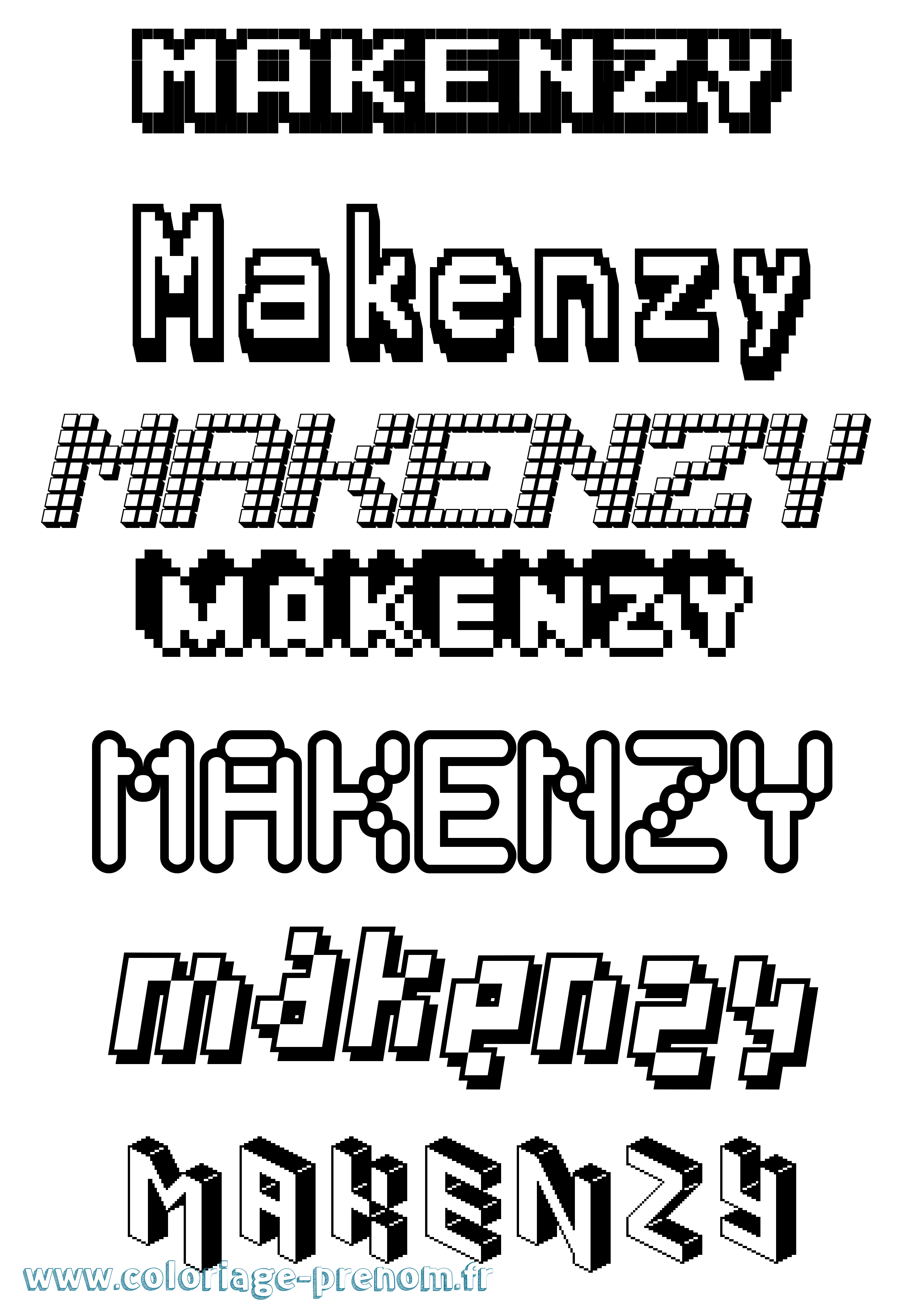 Coloriage Makenzy Pixel Coloriage prénom Makenzy Pixel
