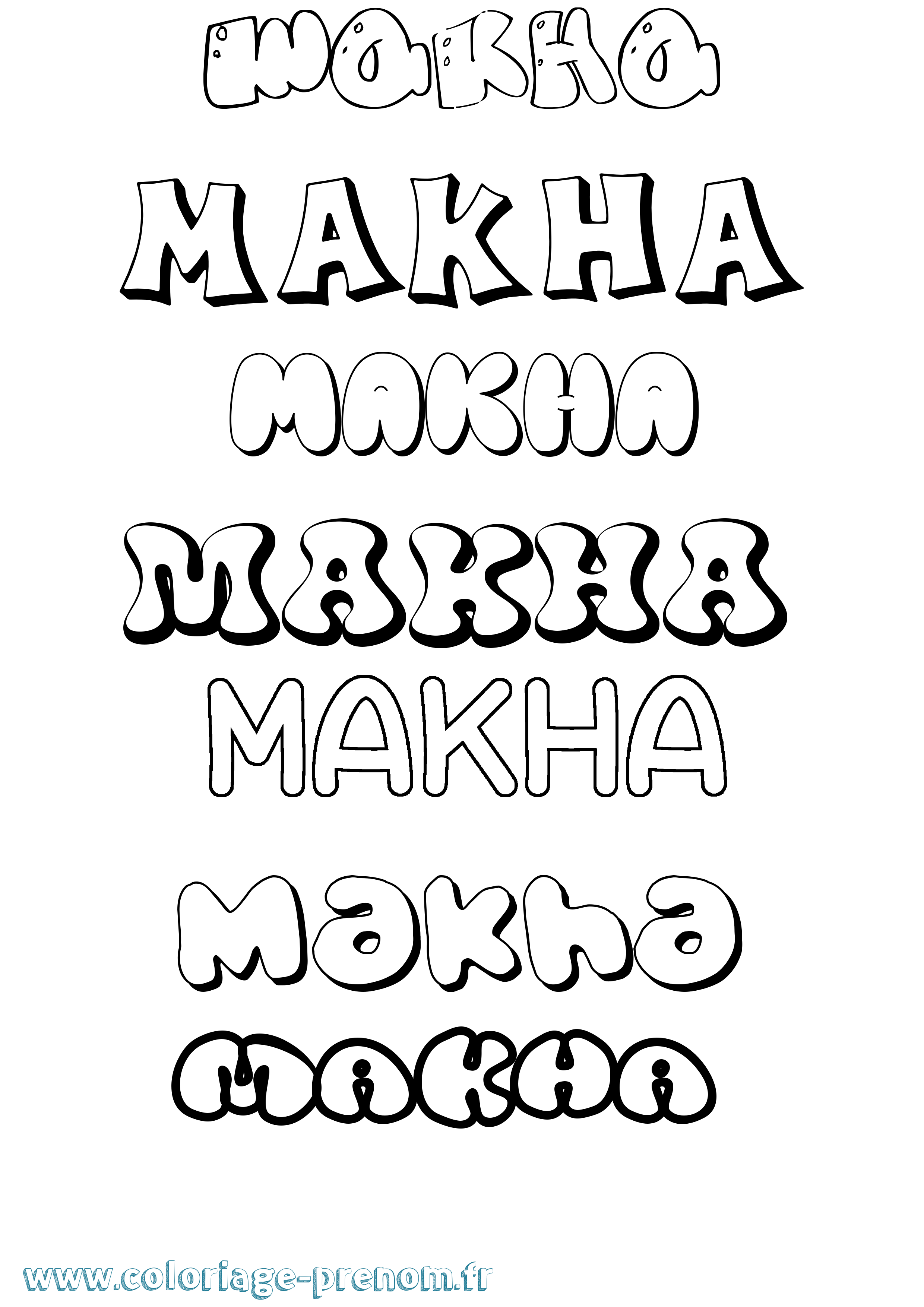 Coloriage Makha Bubble Coloriage prénom Makha Bubble