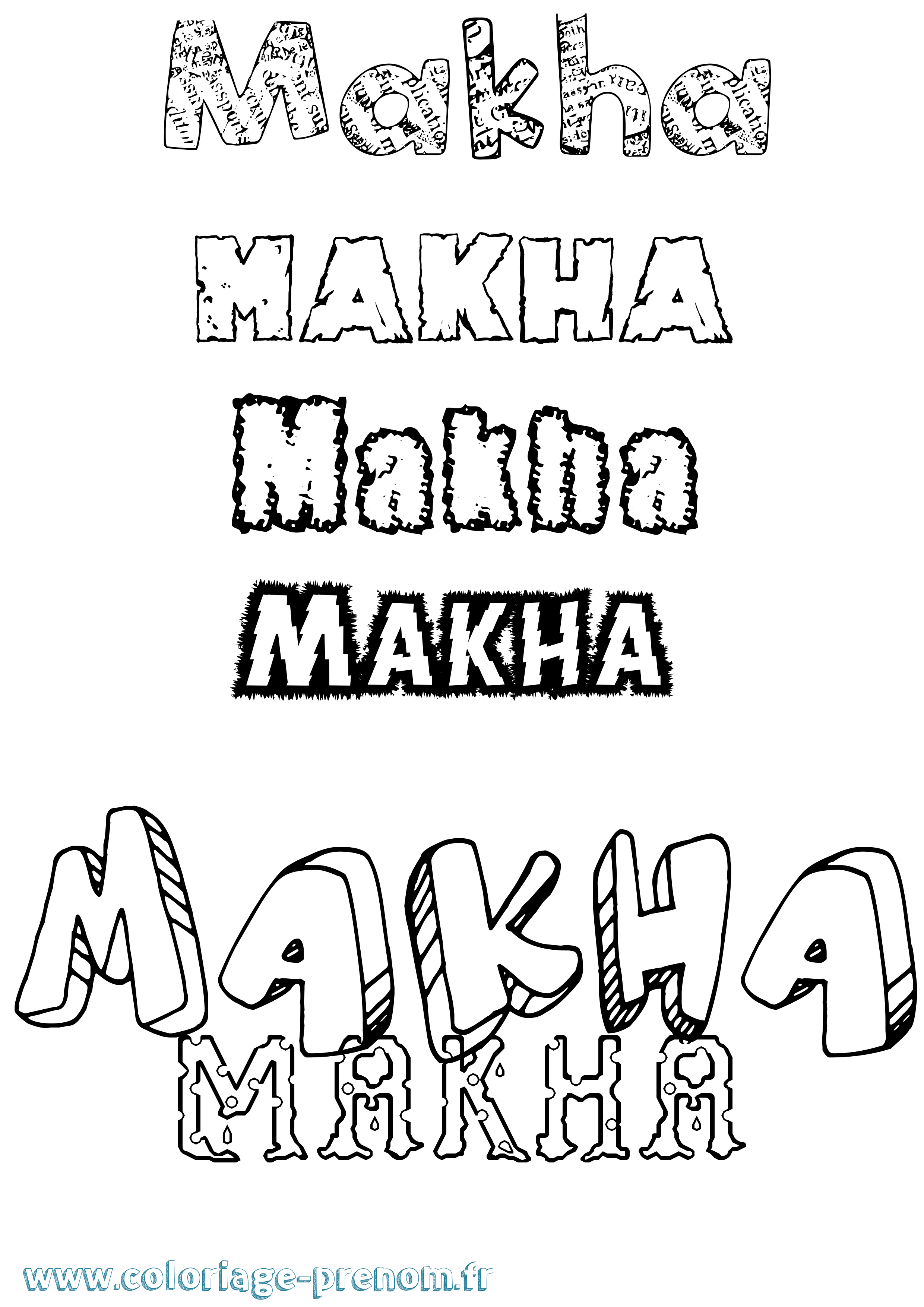 Coloriage Makha Destructuré Coloriage prénom Makha Destructuré