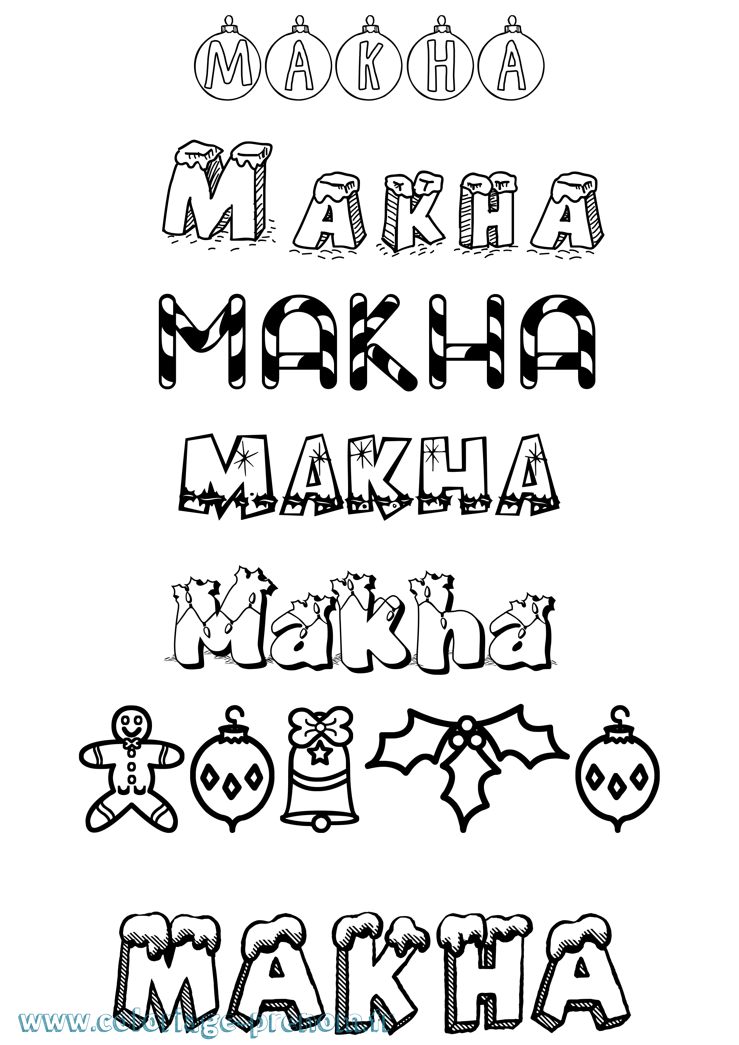 Coloriage Makha Noël Coloriage prénom Makha Noël