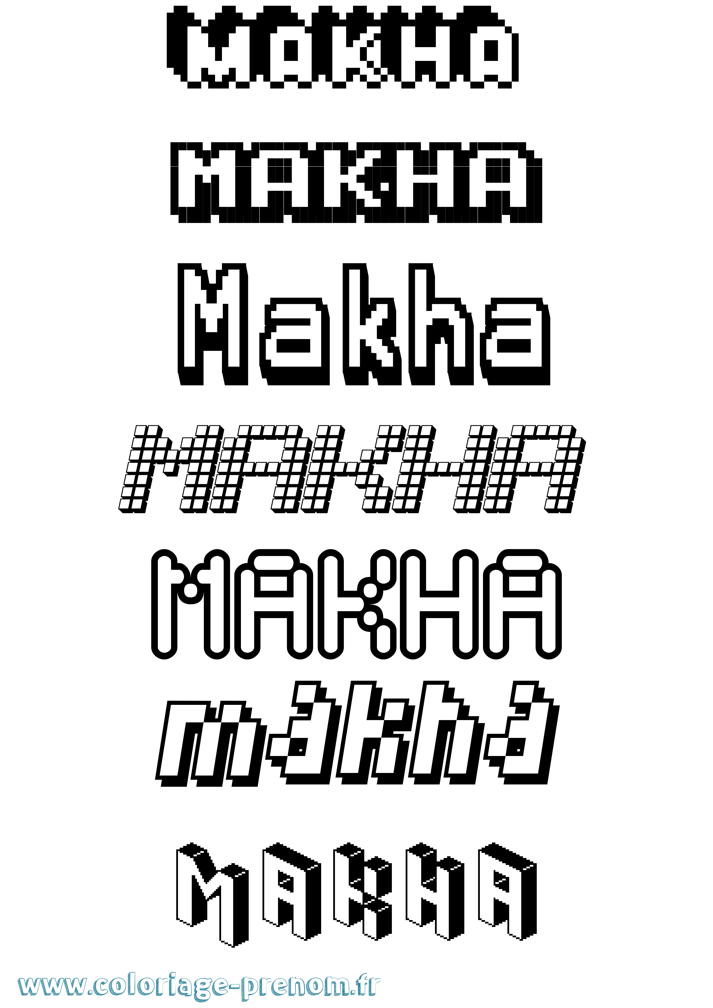Coloriage Makha Pixel Coloriage prénom Makha Pixel