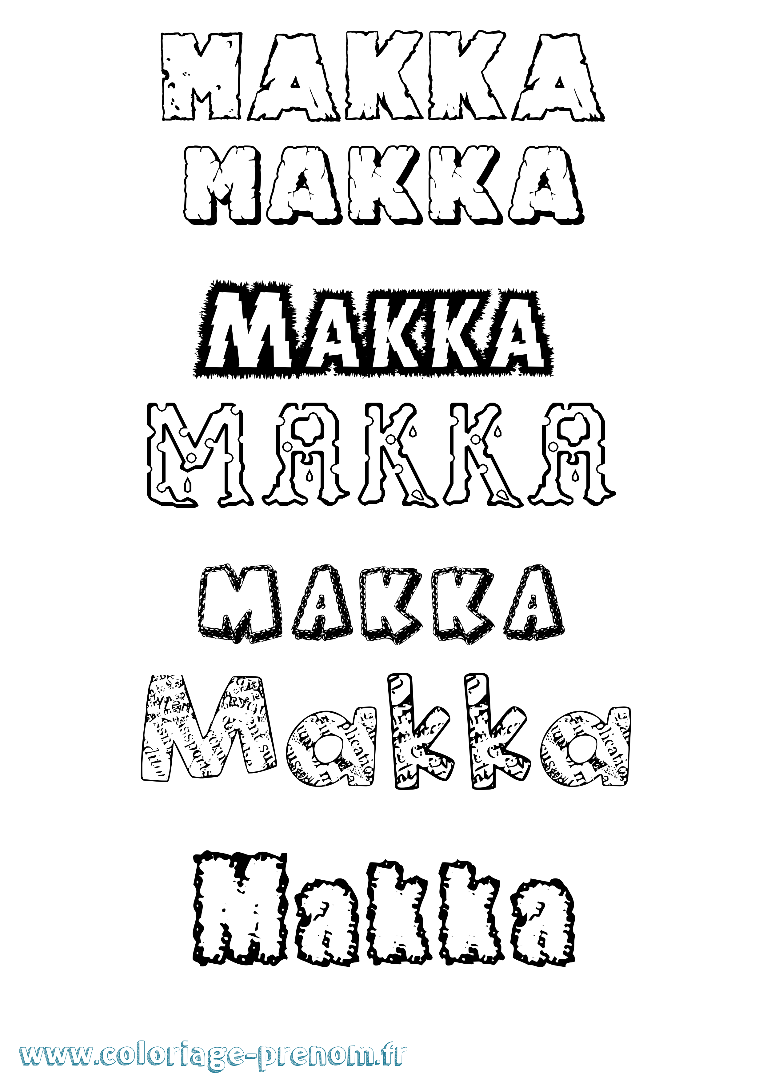 Coloriage Makka Destructuré Coloriage prénom Makka Destructuré