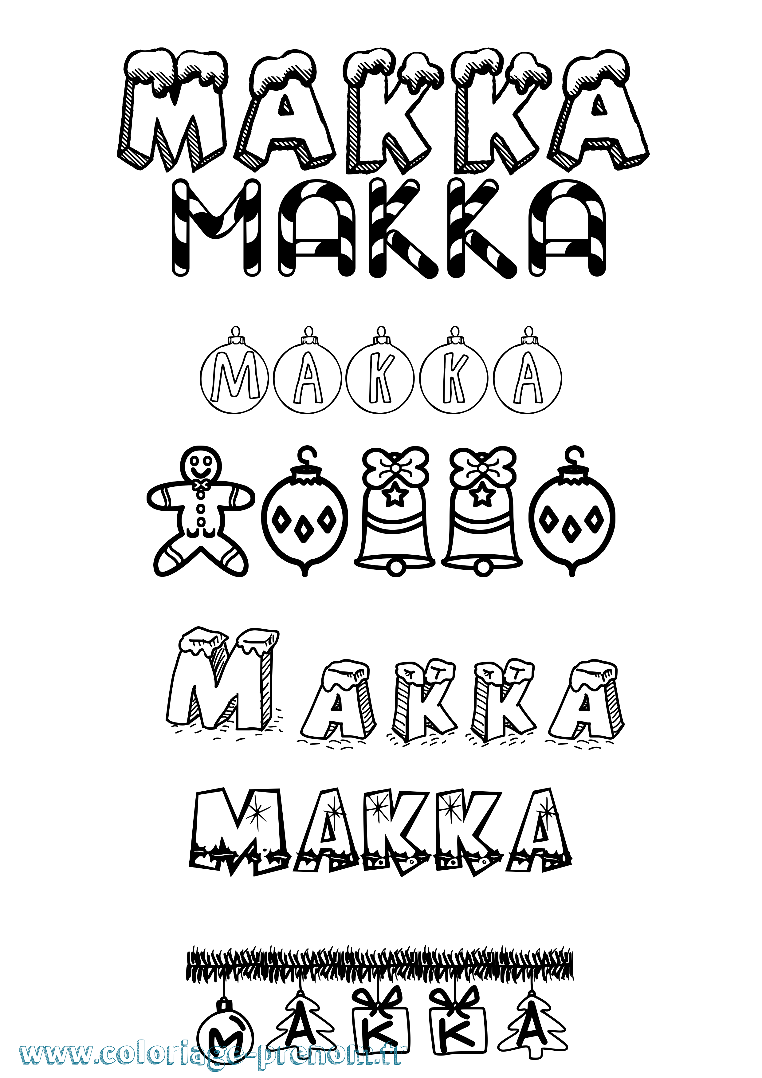 Coloriage Makka Noël Coloriage prénom Makka Noël