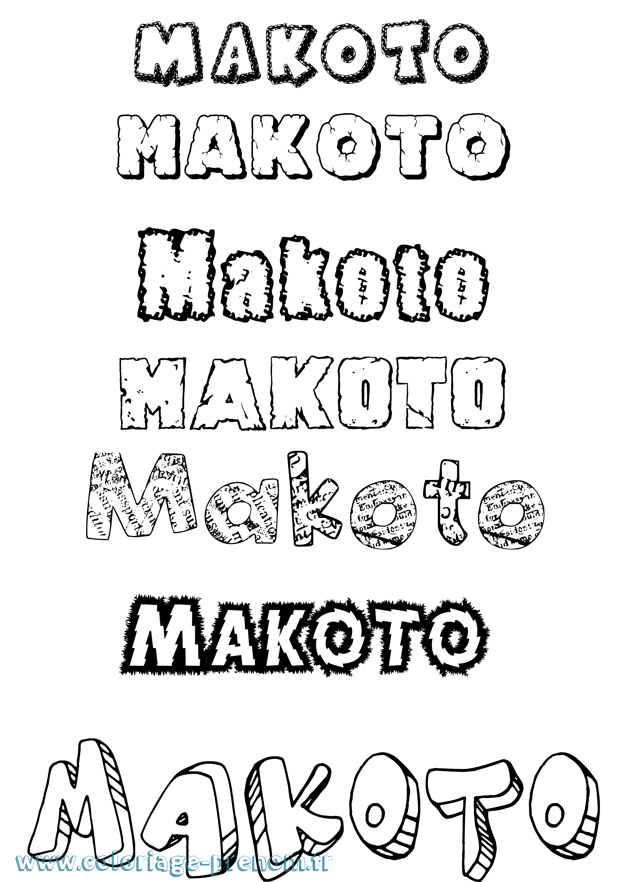 Coloriage Makoto Destructuré Coloriage prénom Makoto Destructuré