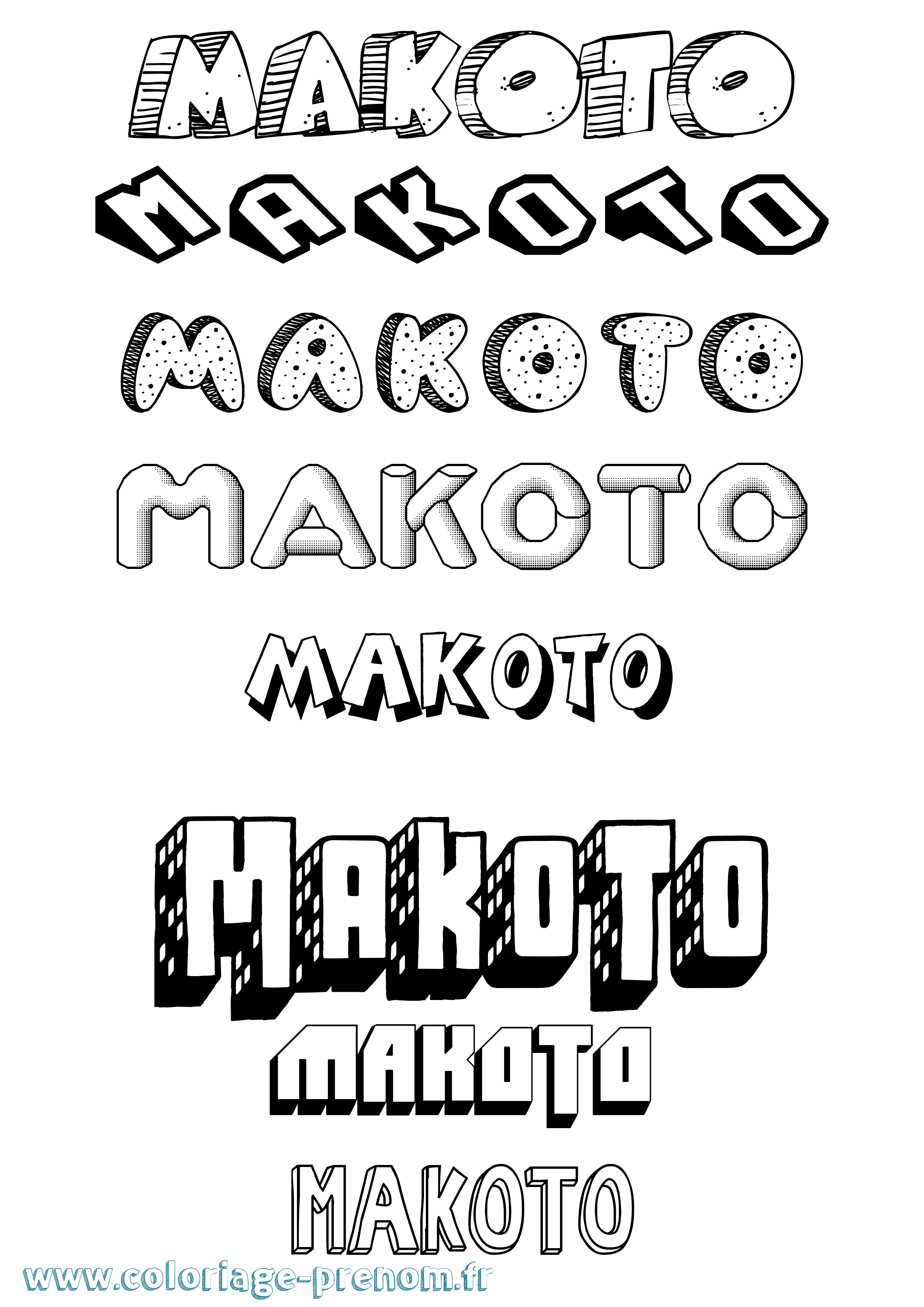 Coloriage Makoto Effet 3D Coloriage prénom Makoto Effet 3D