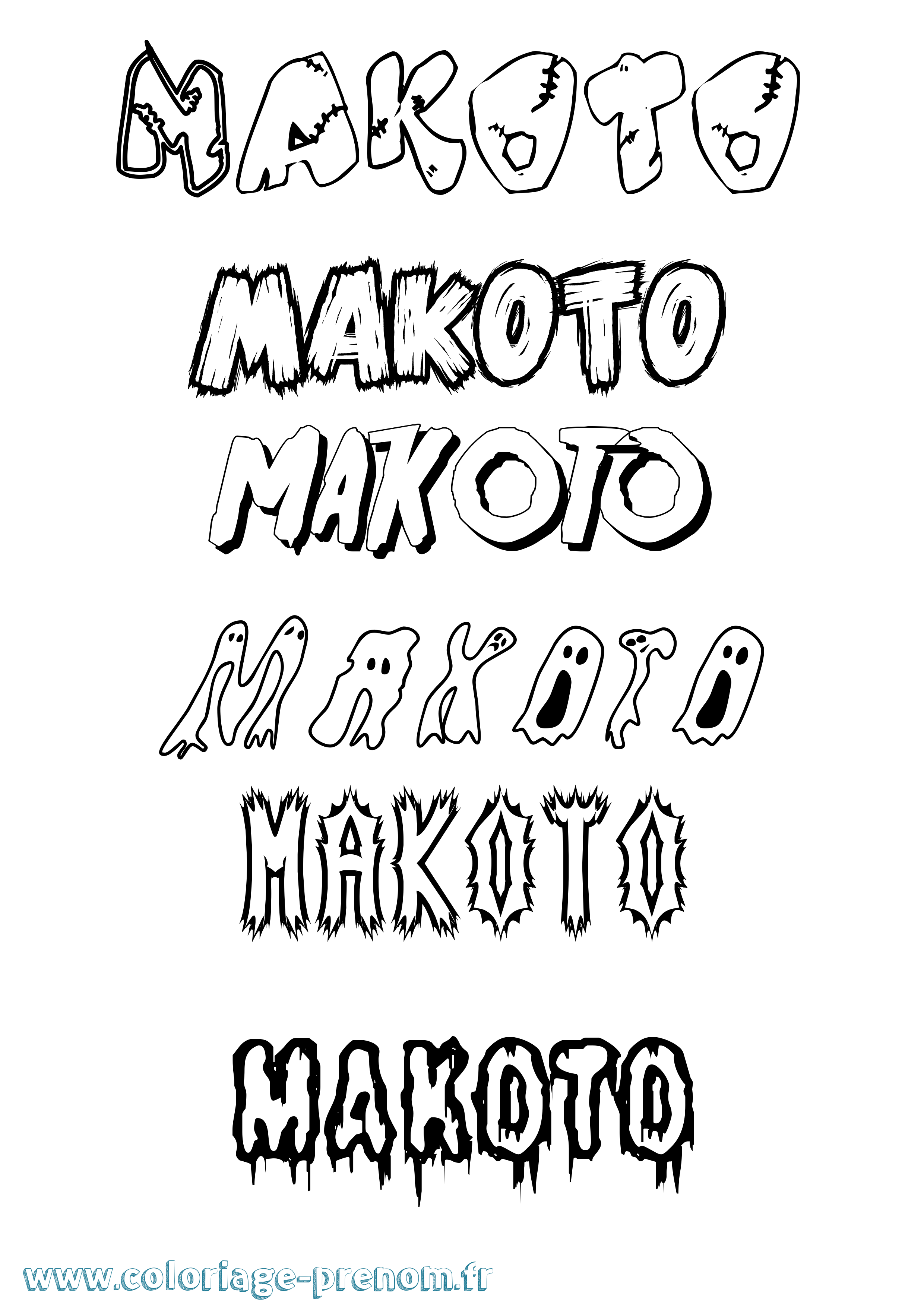 Coloriage Makoto Frisson Coloriage prénom Makoto Frisson