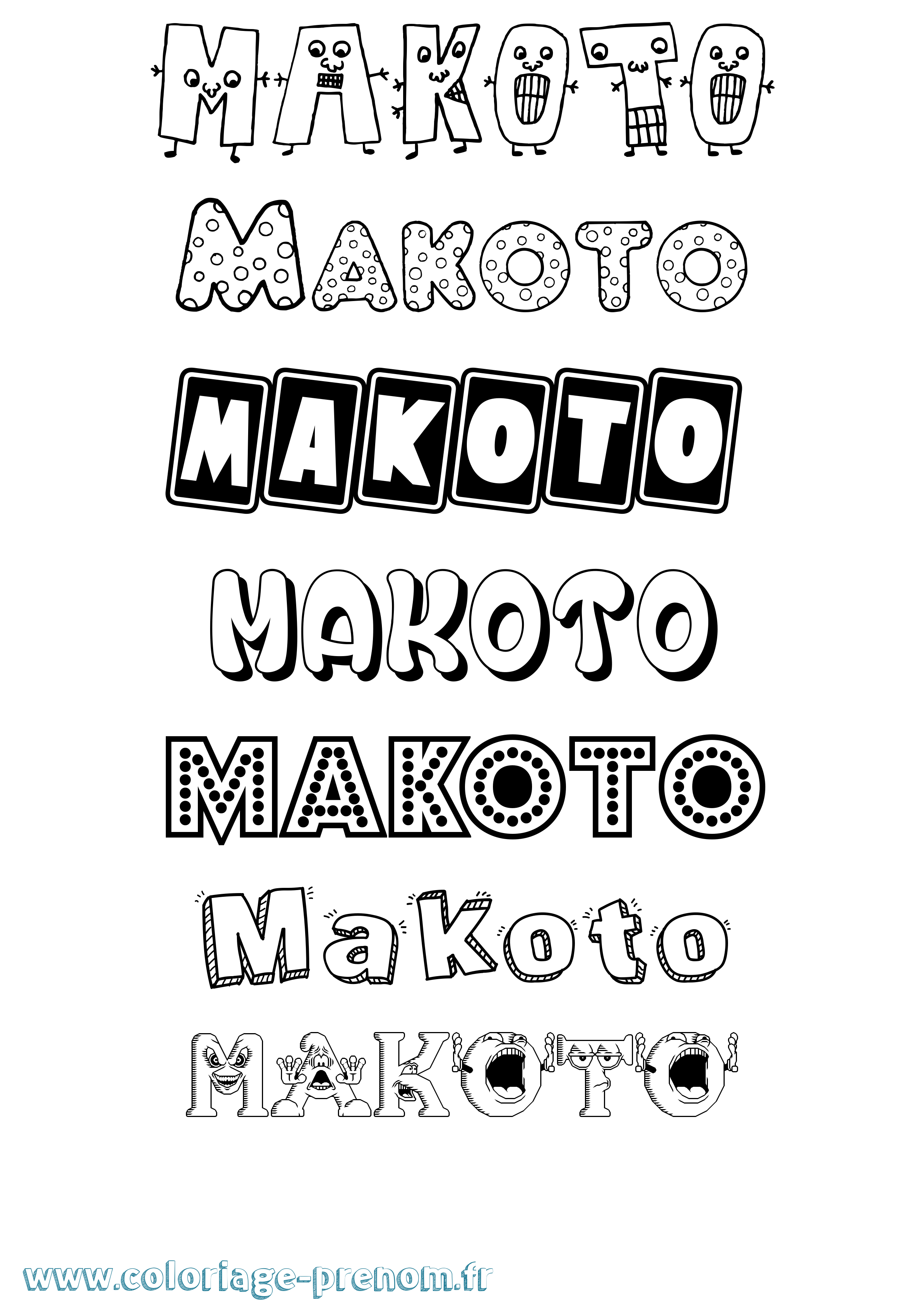 Coloriage Makoto Fun Coloriage prénom Makoto Fun