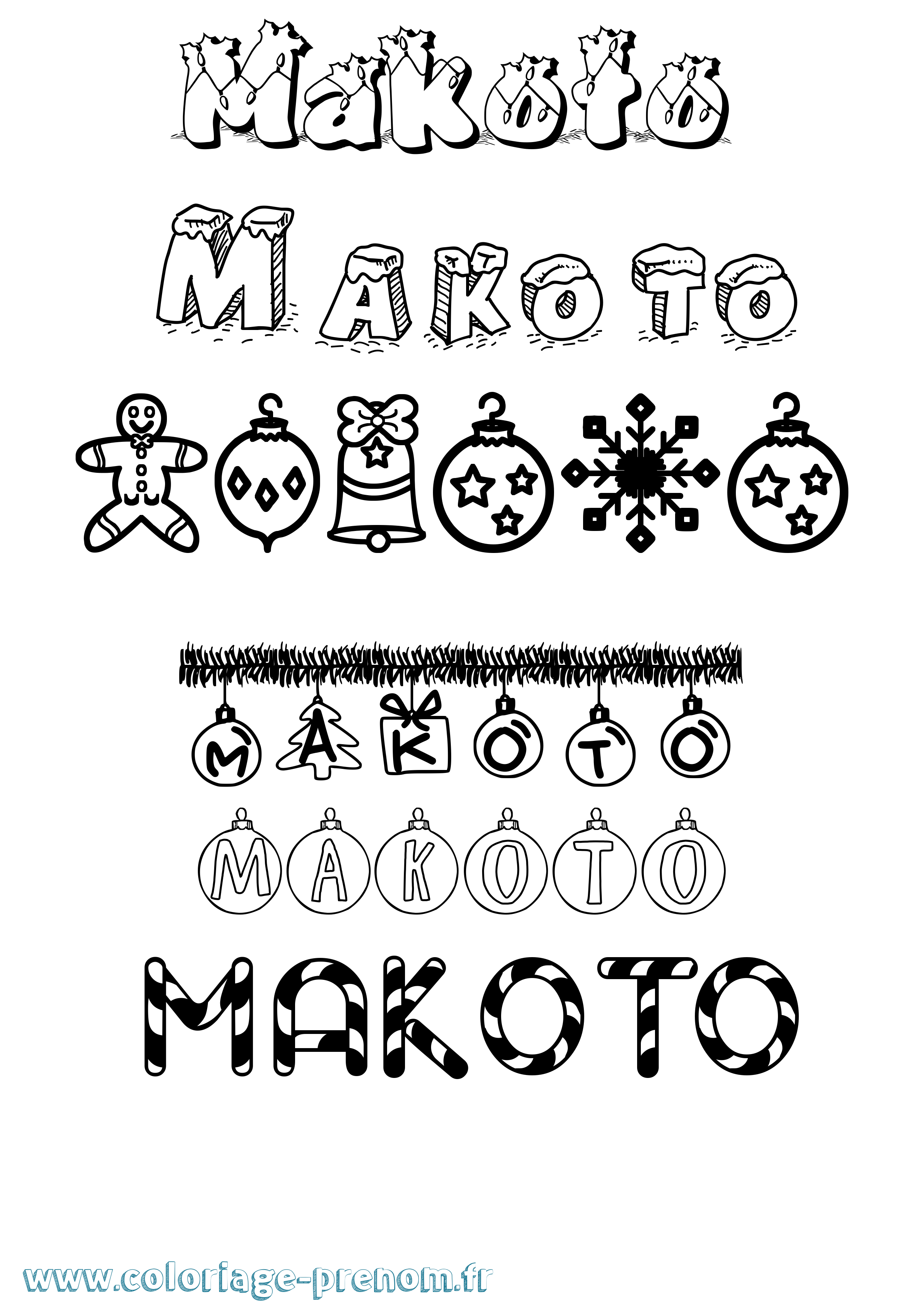 Coloriage Makoto Noël Coloriage prénom Makoto Noël