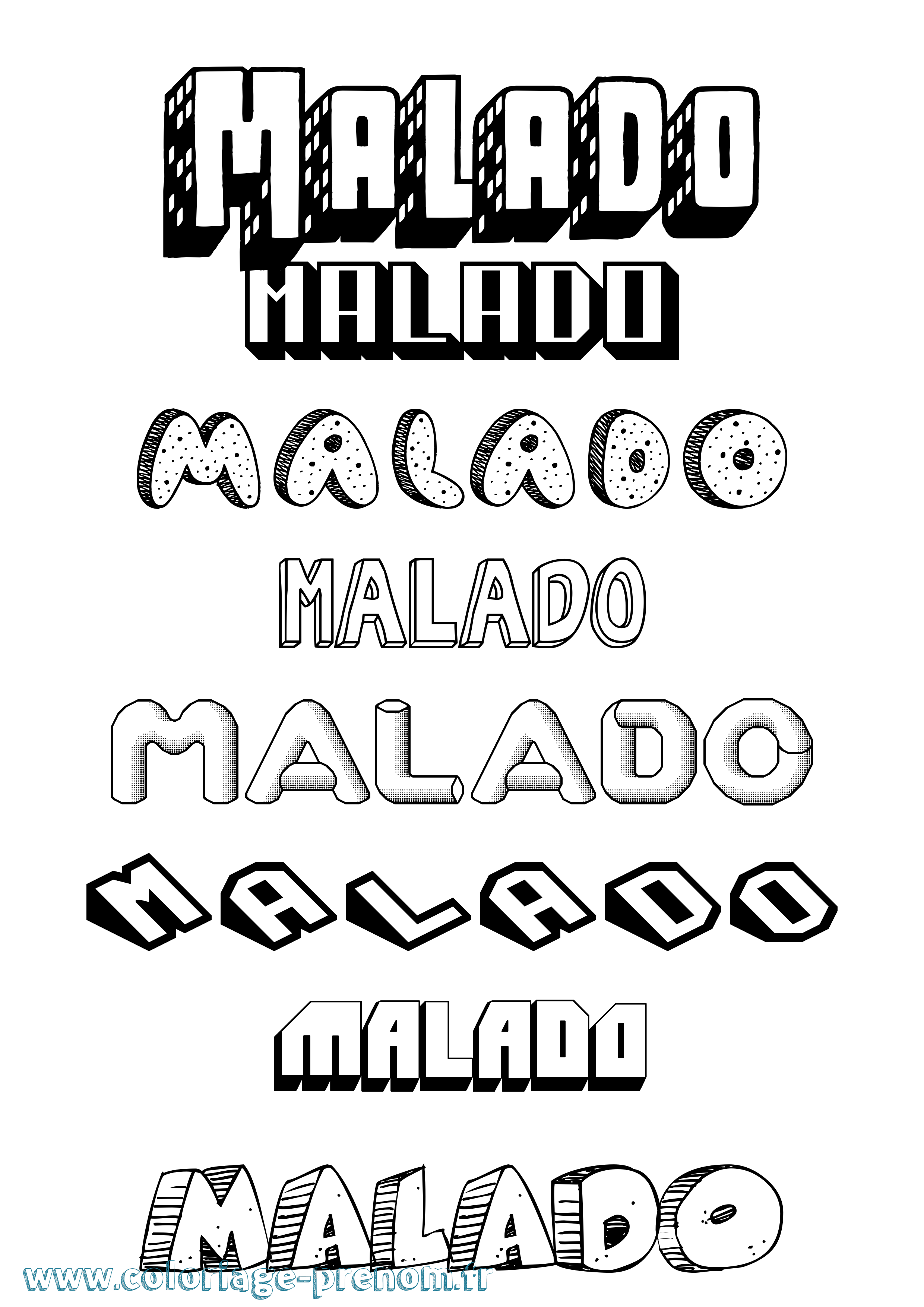 Coloriage Malado Effet 3D Coloriage prénom Malado Effet 3D