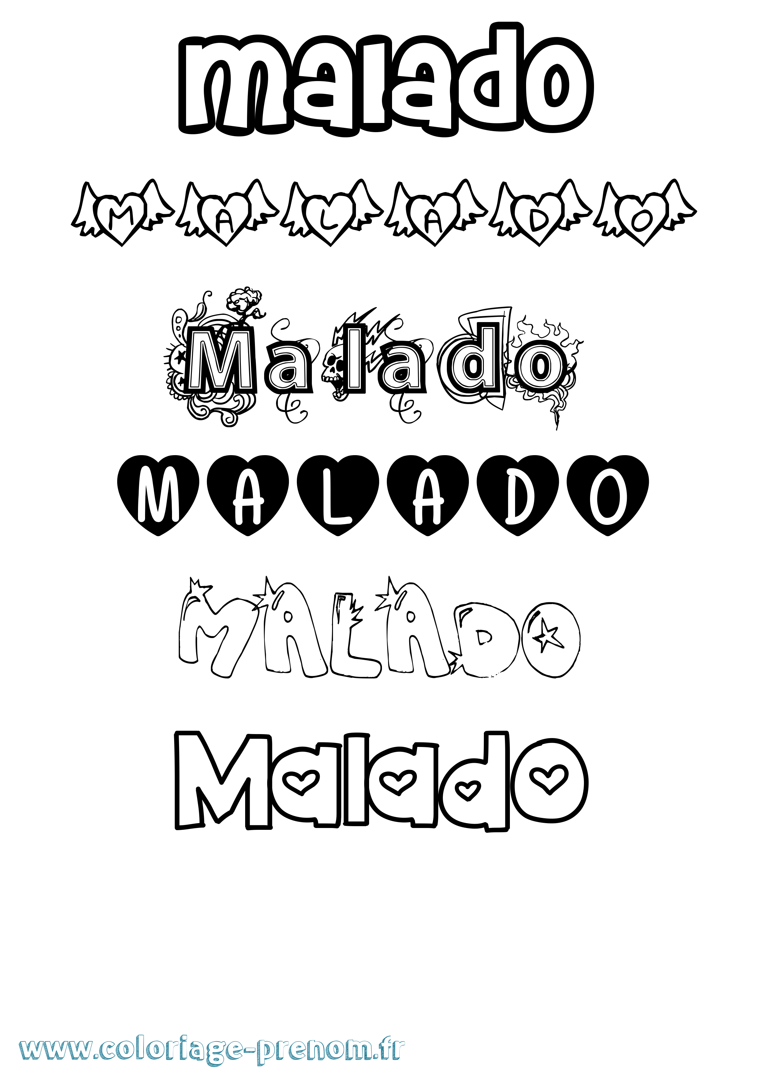 Coloriage Malado Girly Coloriage prénom Malado Girly