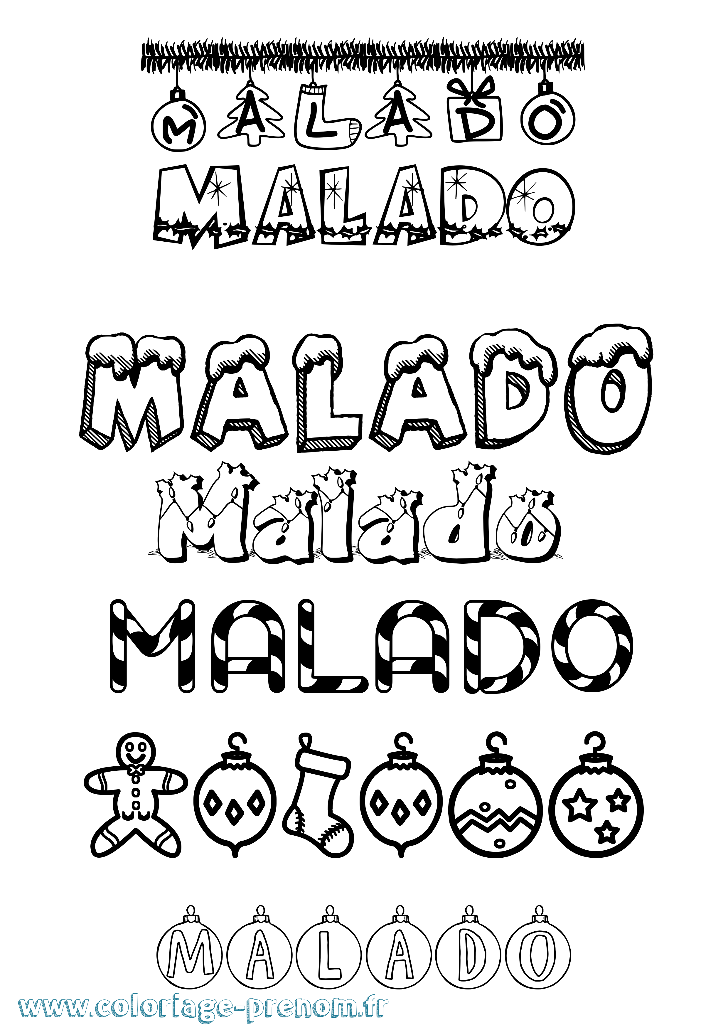 Coloriage Malado Noël Coloriage prénom Malado Noël