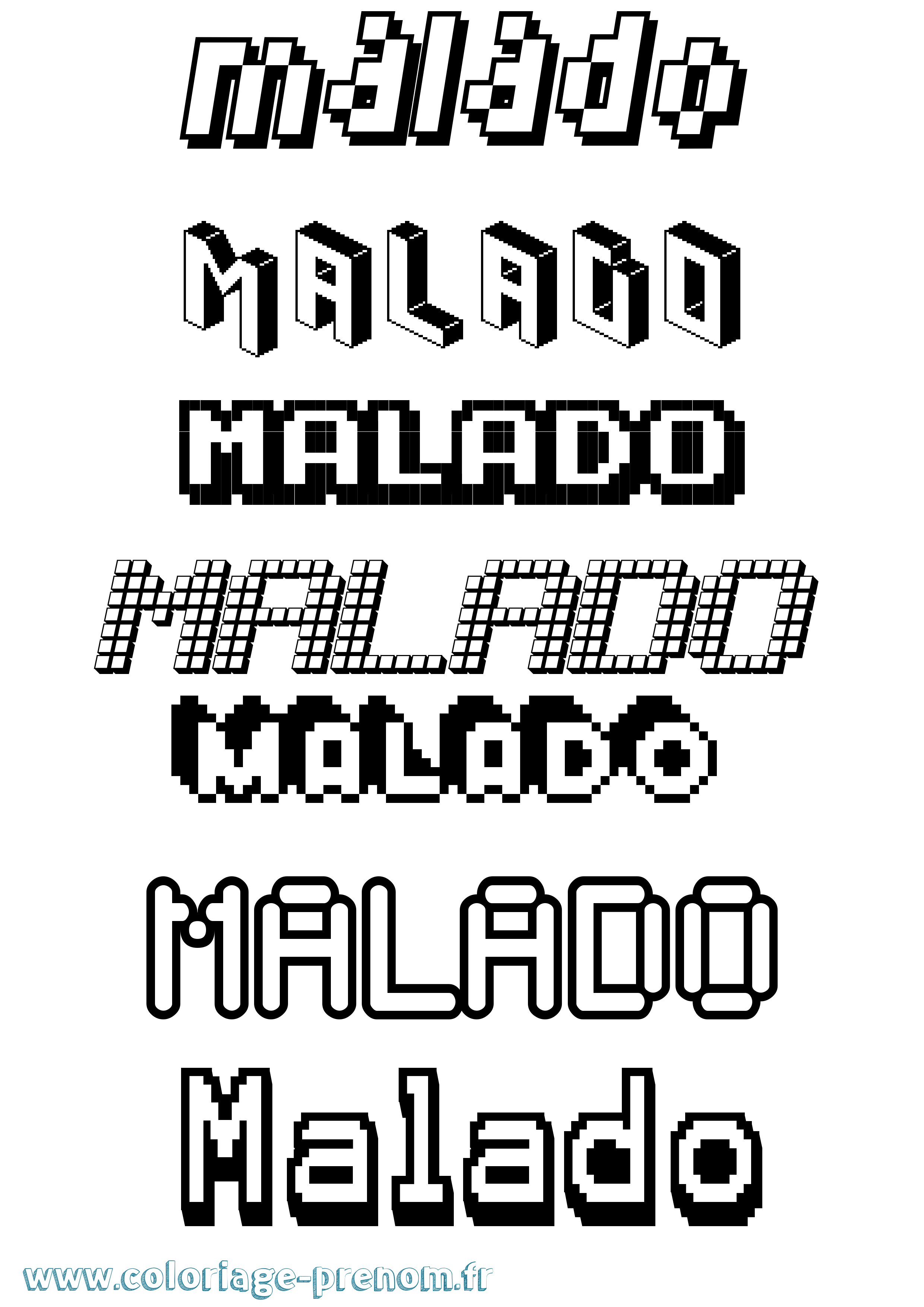 Coloriage Malado Pixel Coloriage prénom Malado Pixel