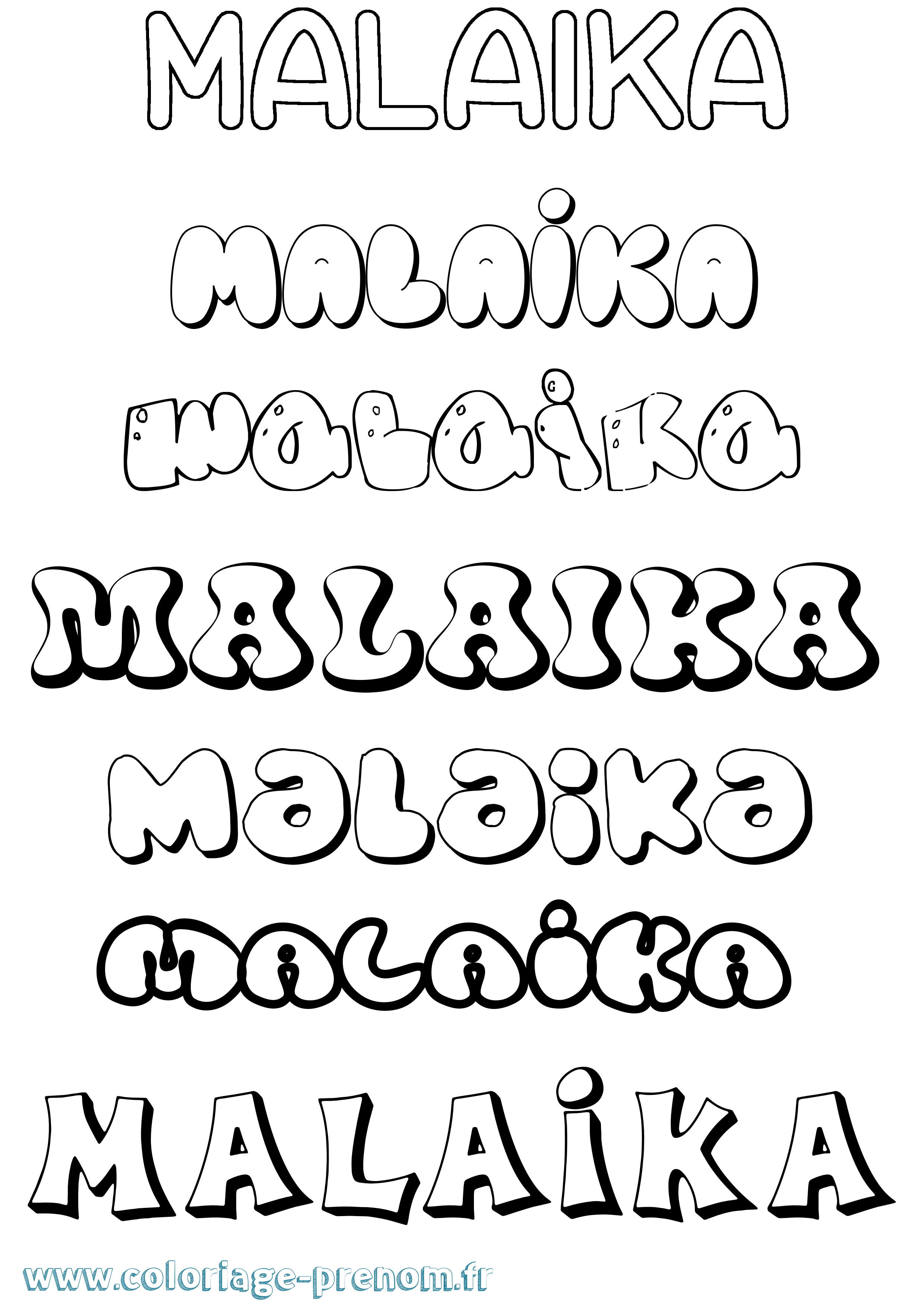 Coloriage Malaika Bubble Coloriage prénom Malaika Bubble