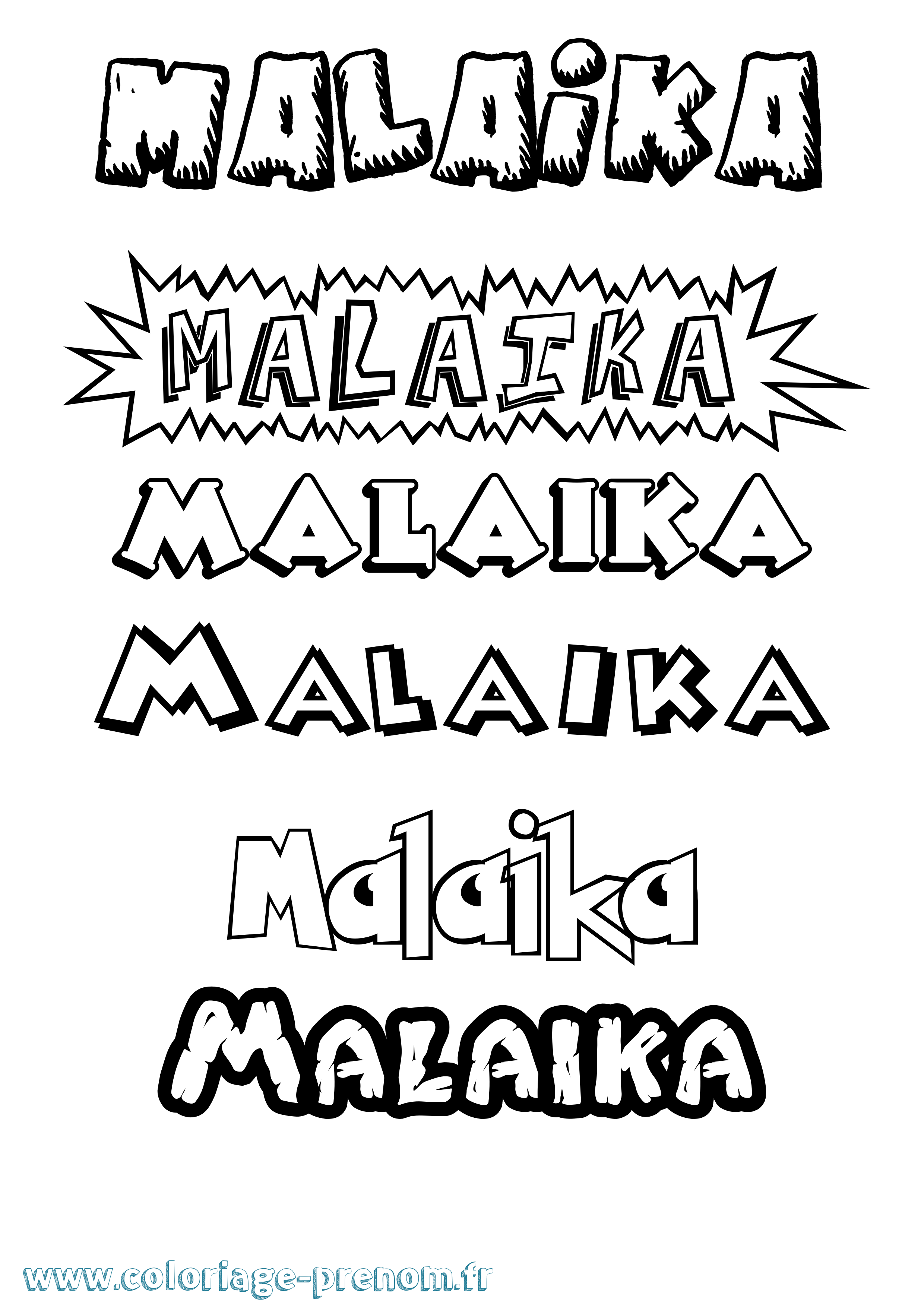 Coloriage Malaika Dessin Animé Coloriage prénom Malaika Dessin Animé