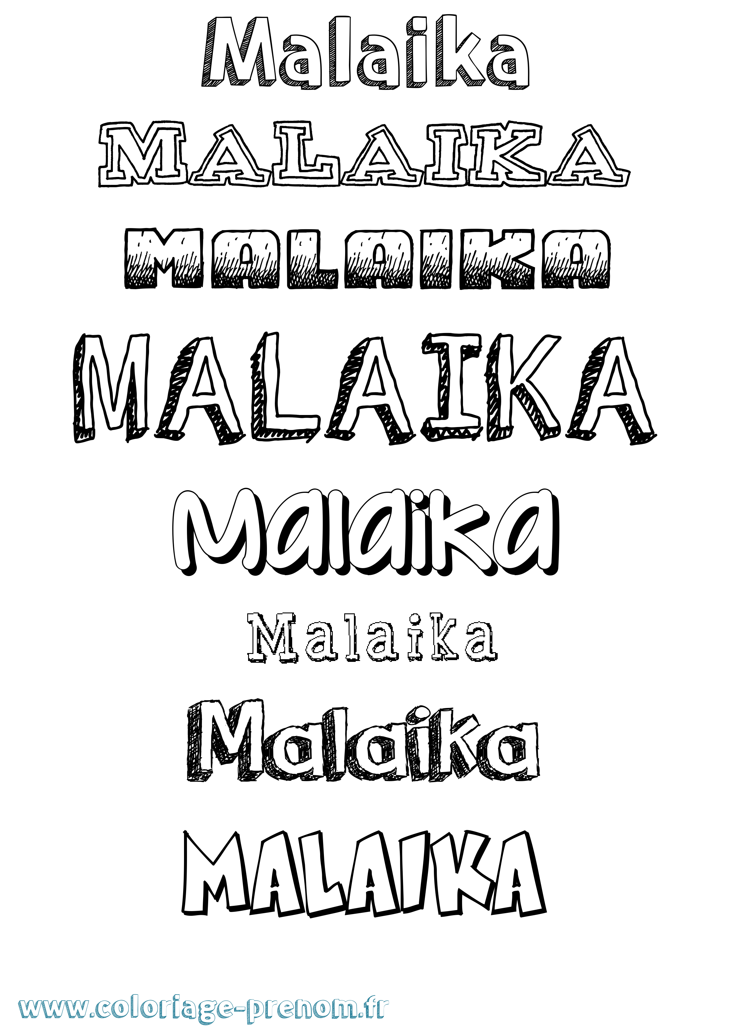 Coloriage Malaika Dessiné Coloriage prénom Malaika Dessiné