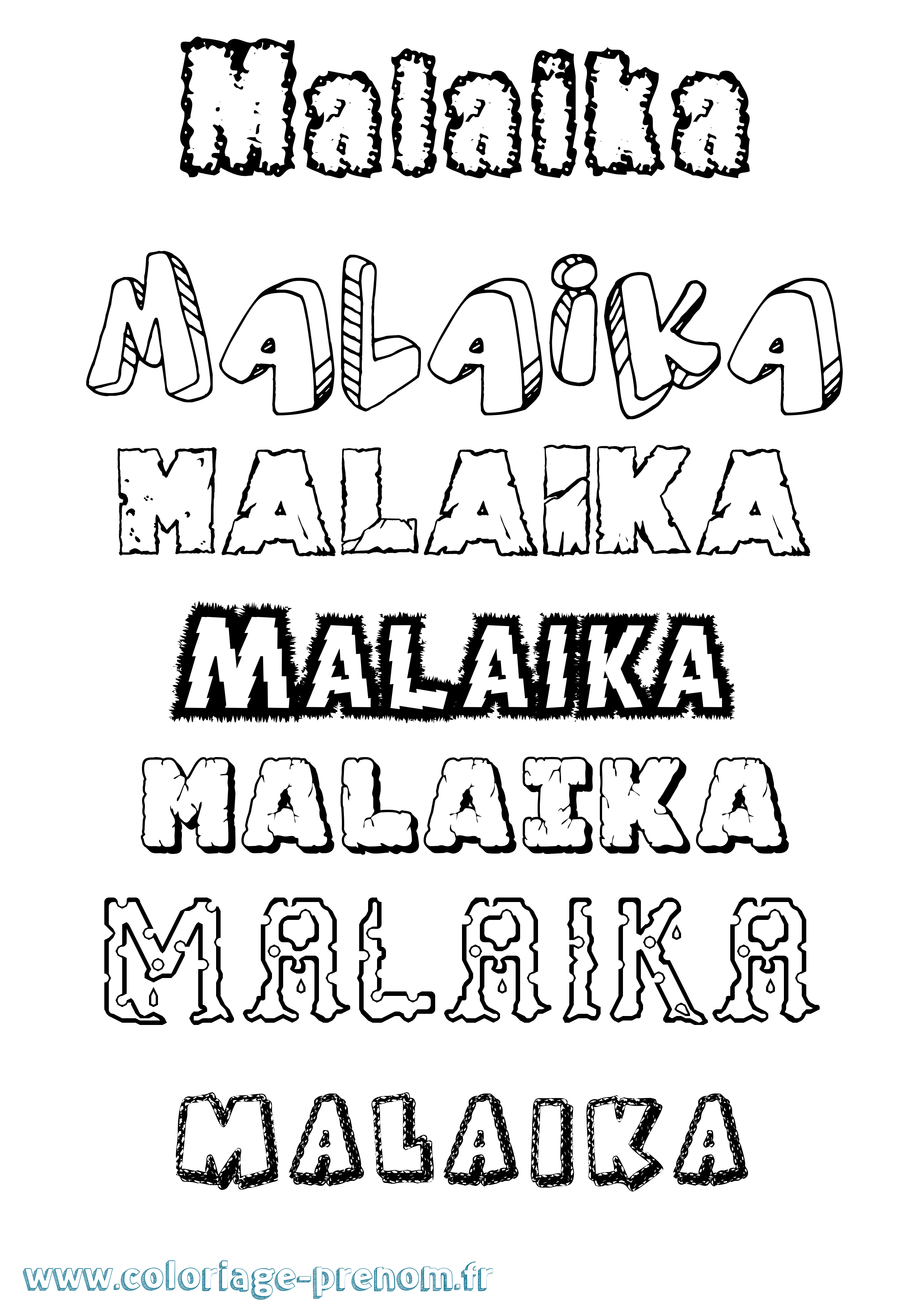 Coloriage Malaika Destructuré Coloriage prénom Malaika Destructuré