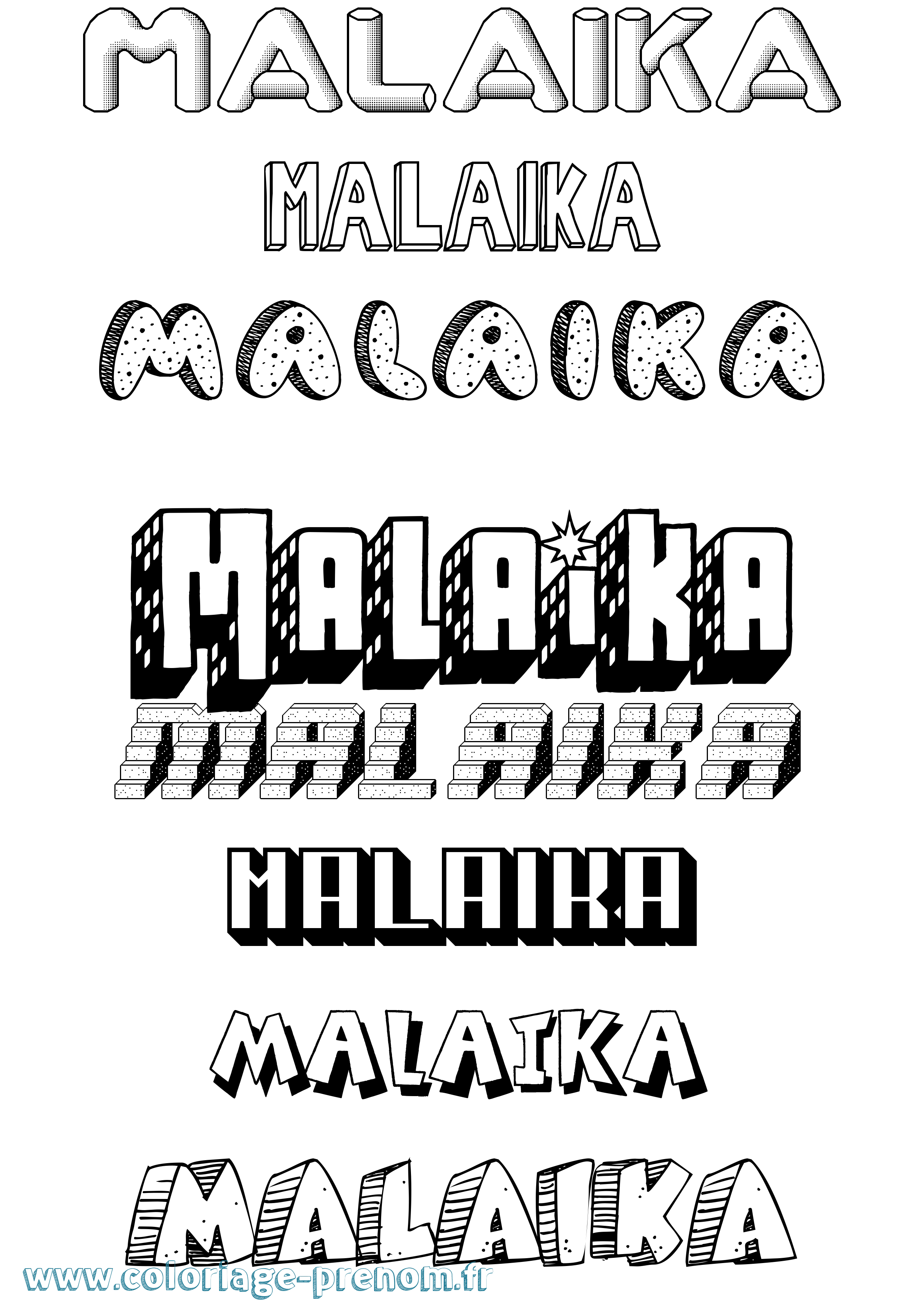 Coloriage Malaika Effet 3D Coloriage prénom Malaika Effet 3D