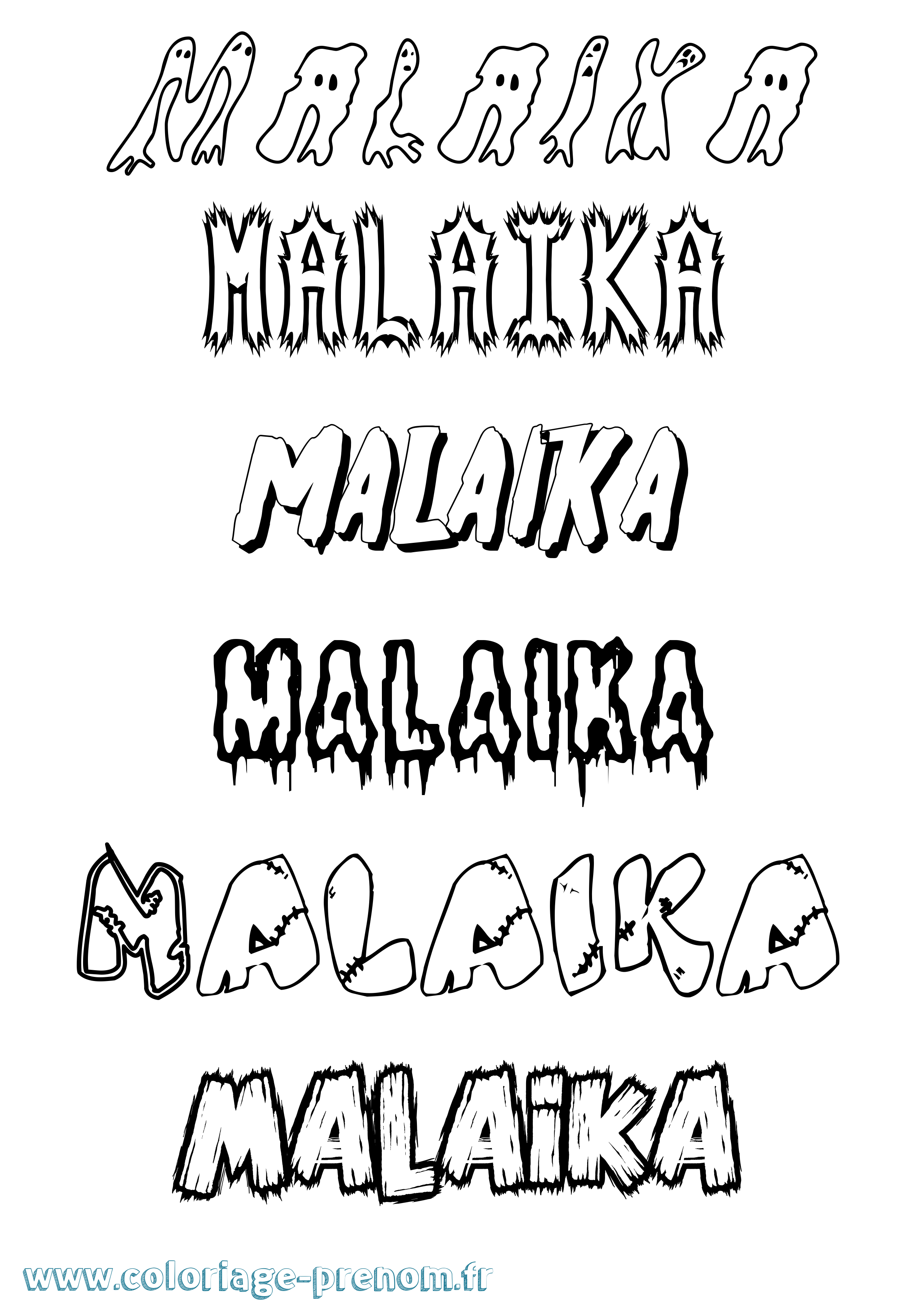 Coloriage Malaika Frisson Coloriage prénom Malaika Frisson