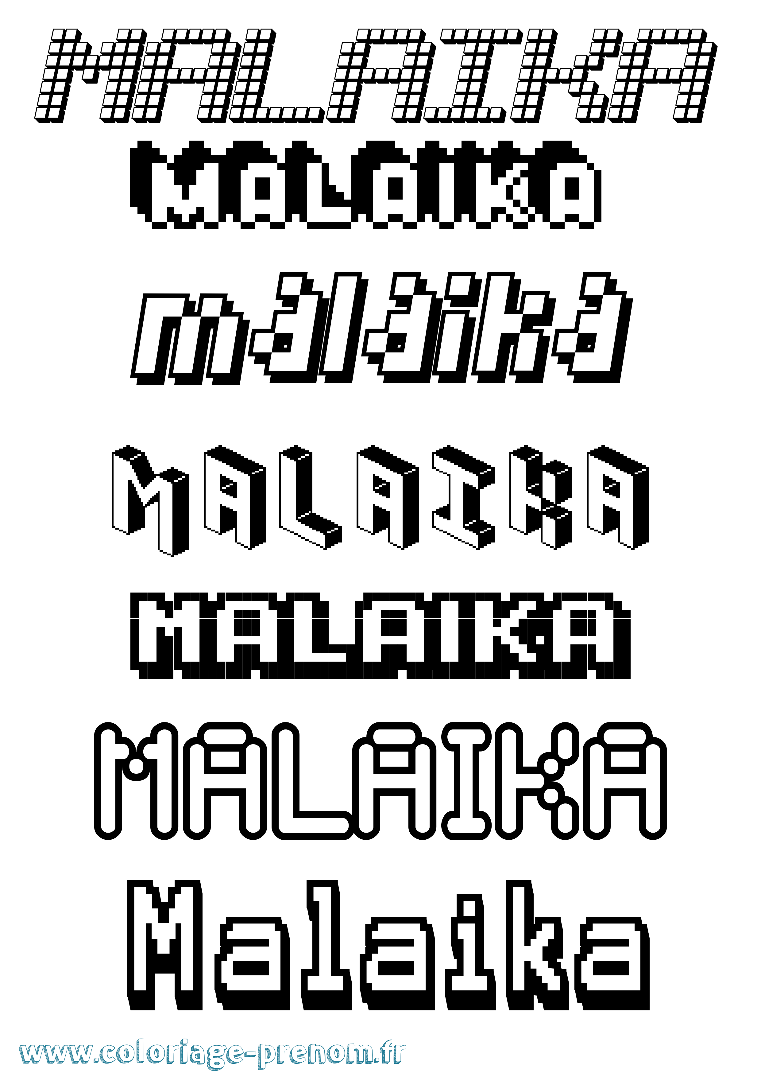 Coloriage Malaika Pixel Coloriage prénom Malaika Pixel