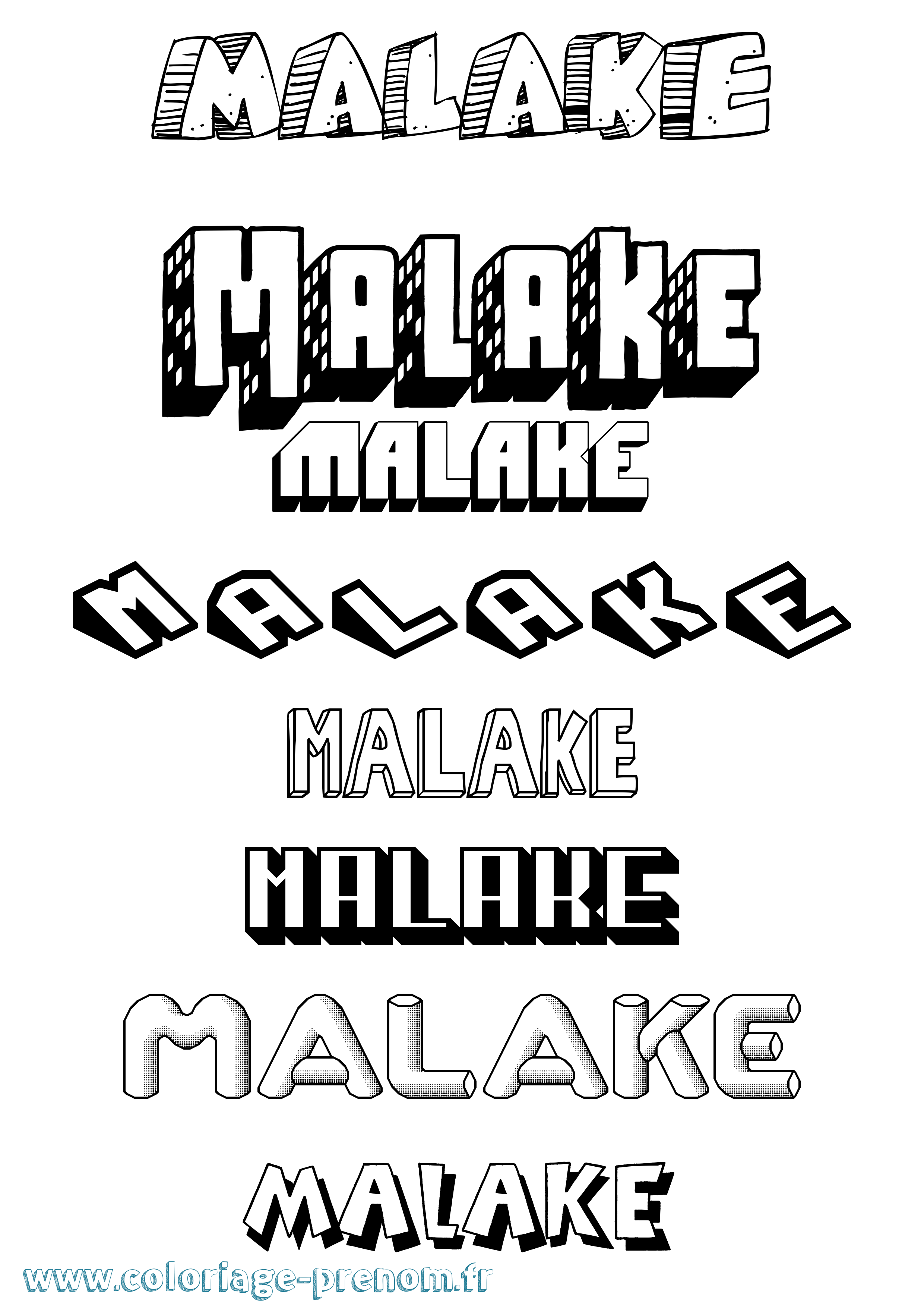 Coloriage Malake Effet 3D Coloriage prénom Malake Effet 3D