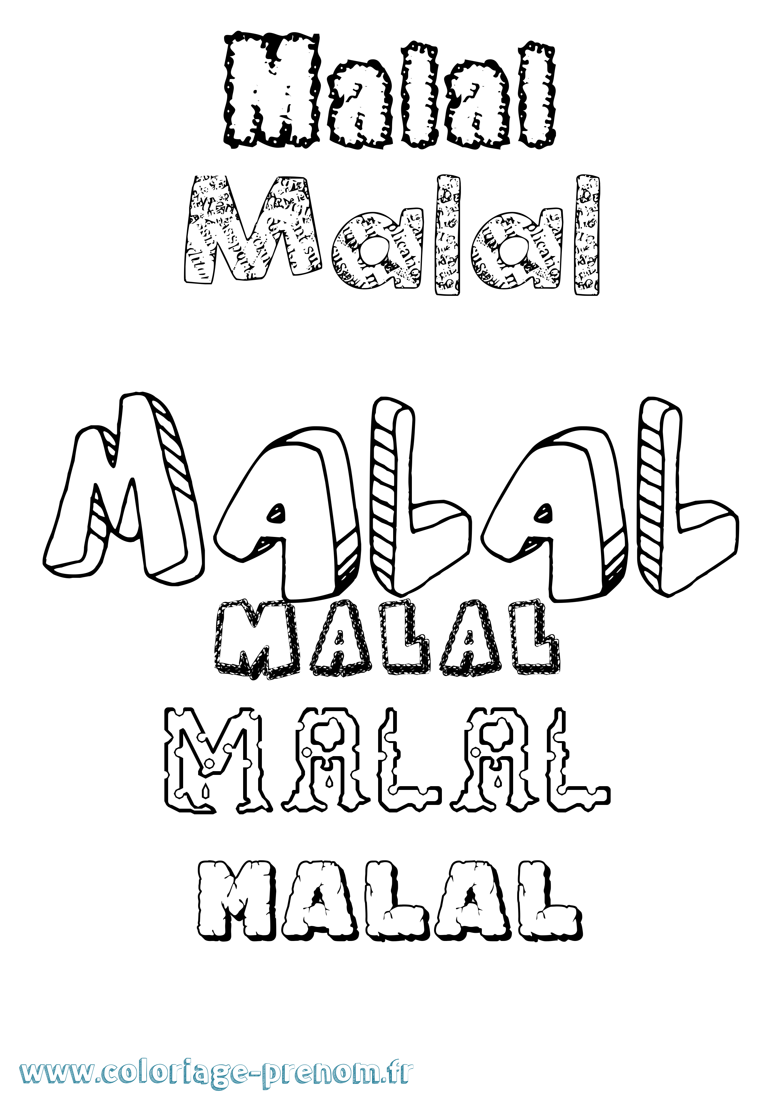 Coloriage Malal Destructuré Coloriage prénom Malal Destructuré