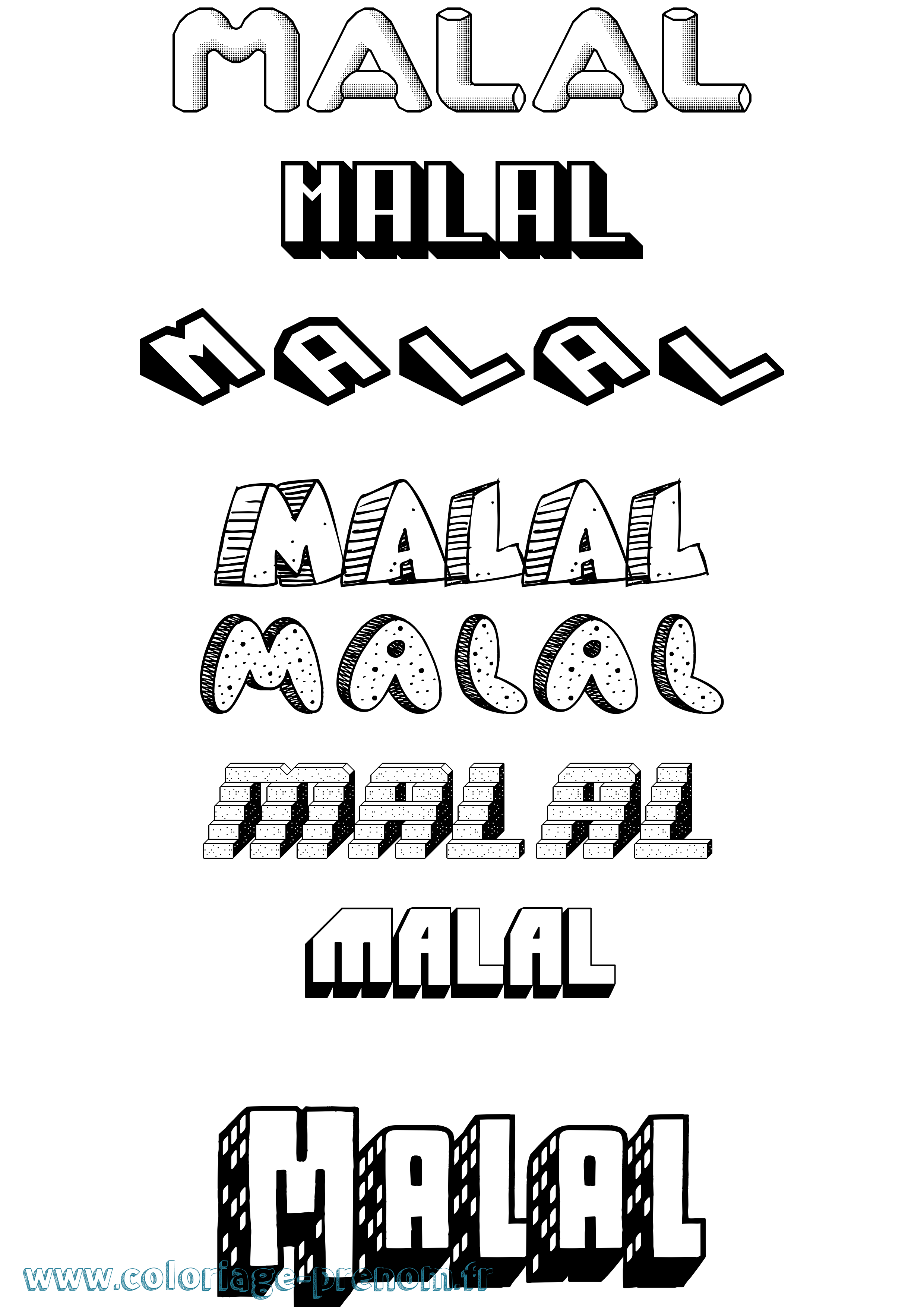 Coloriage Malal Effet 3D Coloriage prénom Malal Effet 3D