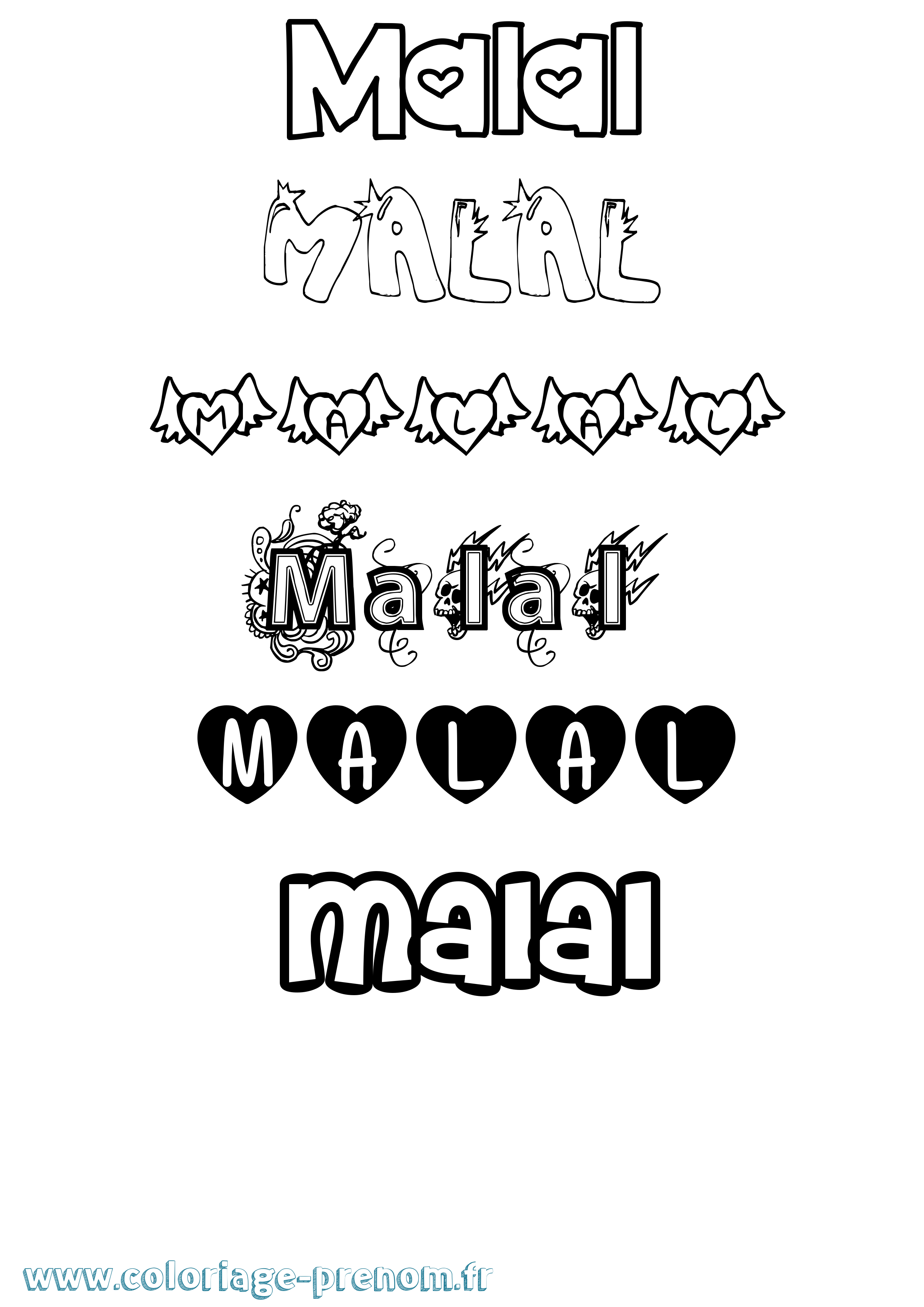 Coloriage Malal Girly Coloriage prénom Malal Girly