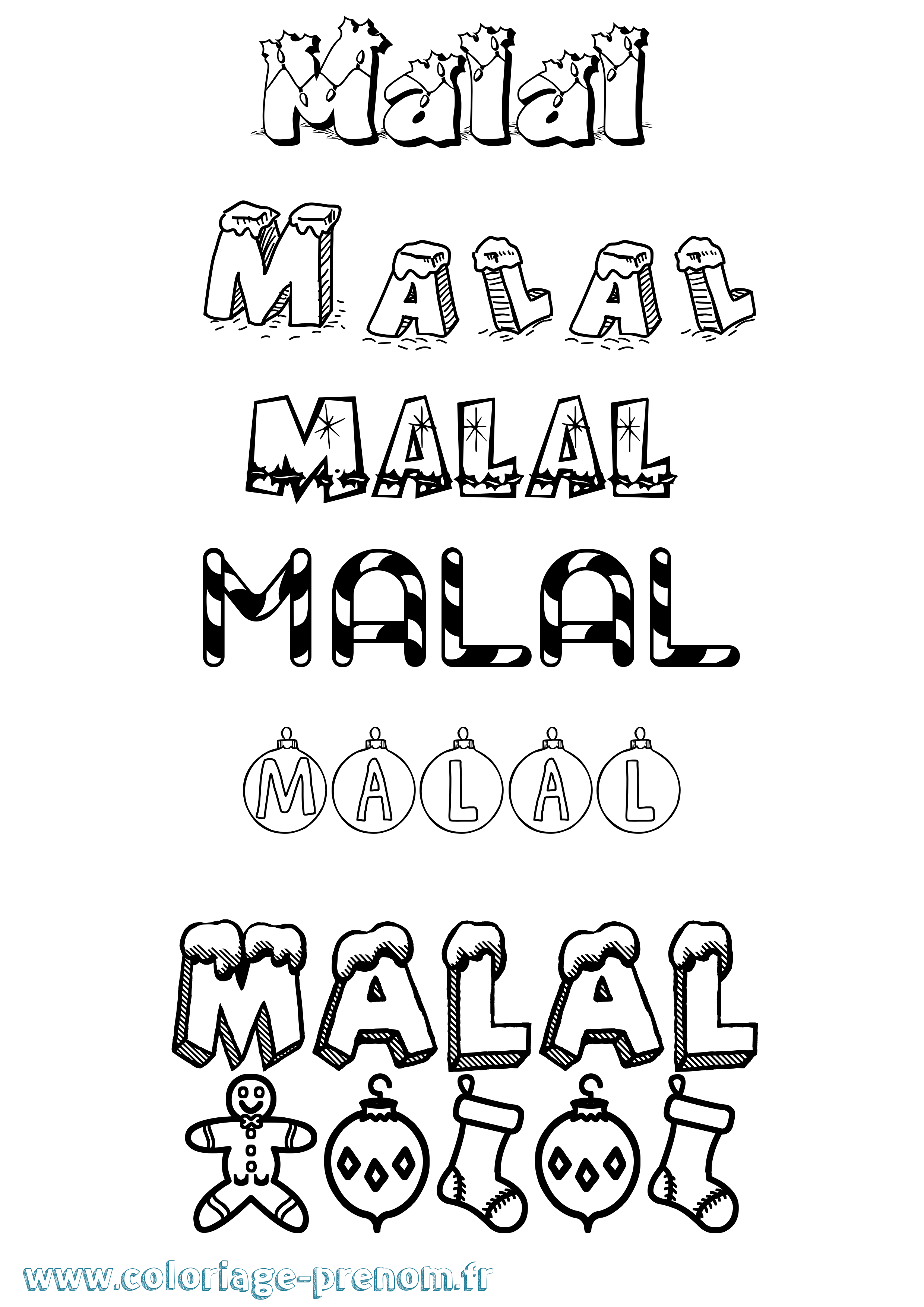 Coloriage Malal Noël Coloriage prénom Malal Noël